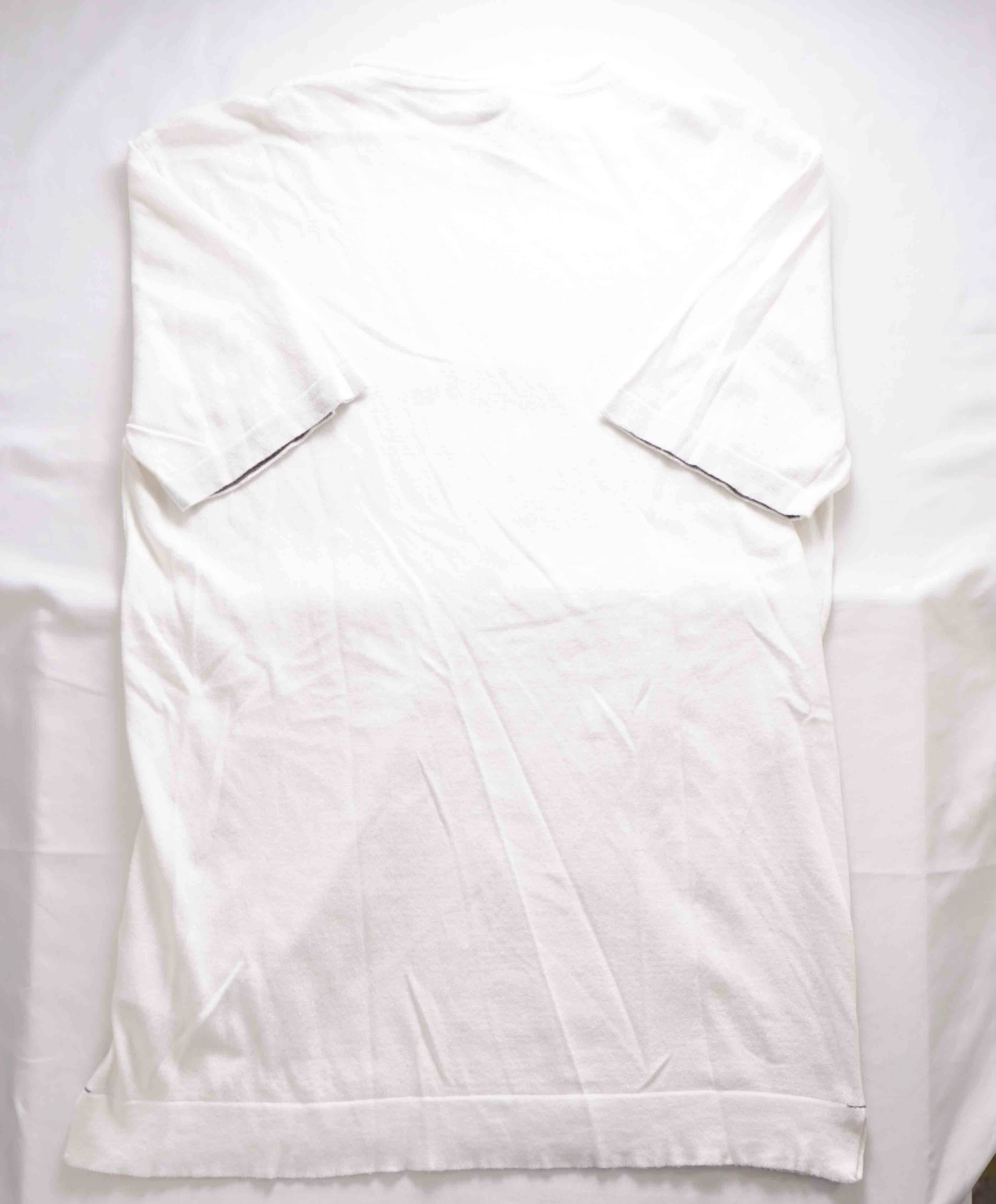 $395 ELEVENTY - Ivory Crewneck Premium Short Sleeve Sweater - M