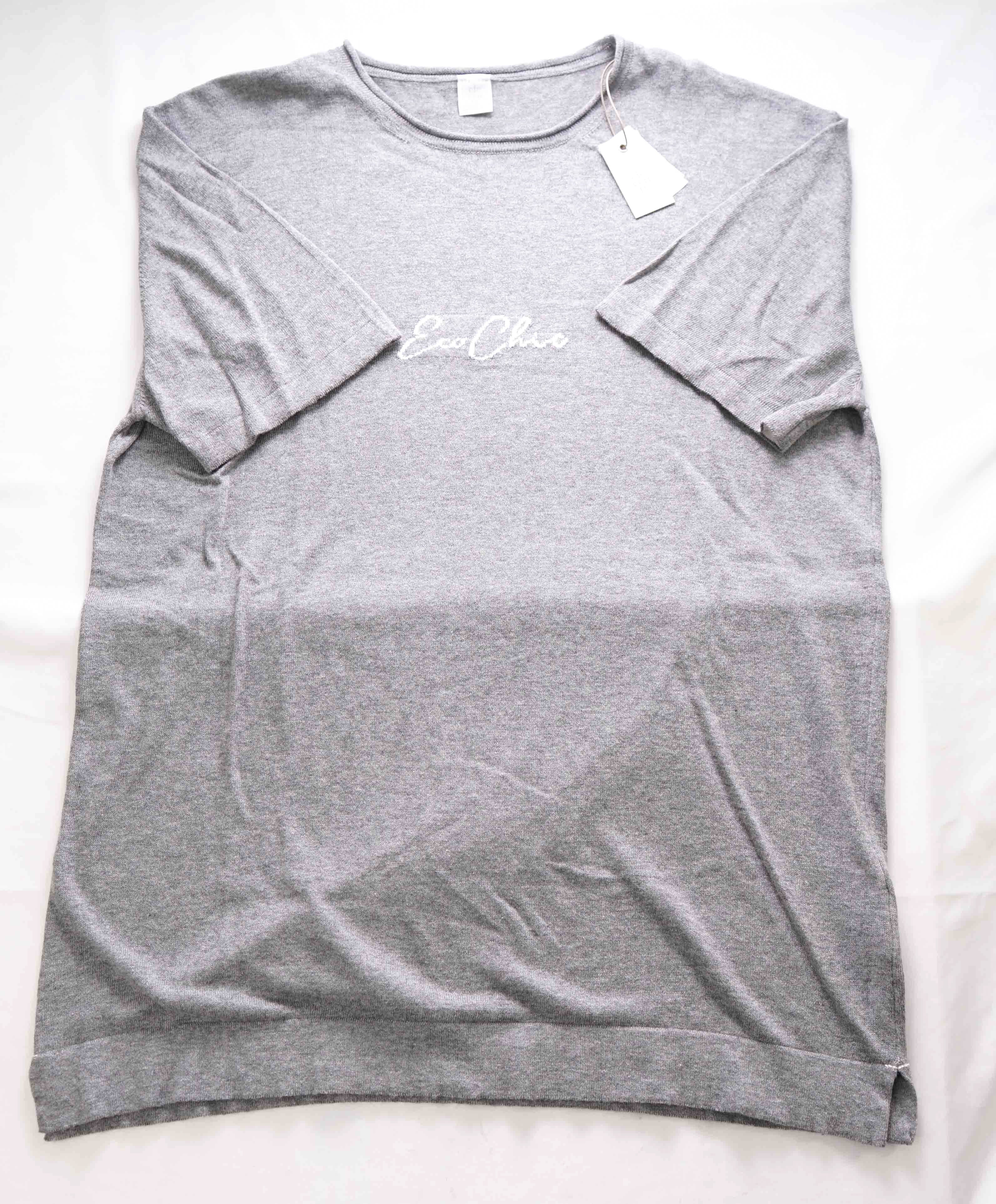 $395 ELEVENTY - Gray Crewneck Premium Short Sleeve Sweater - M