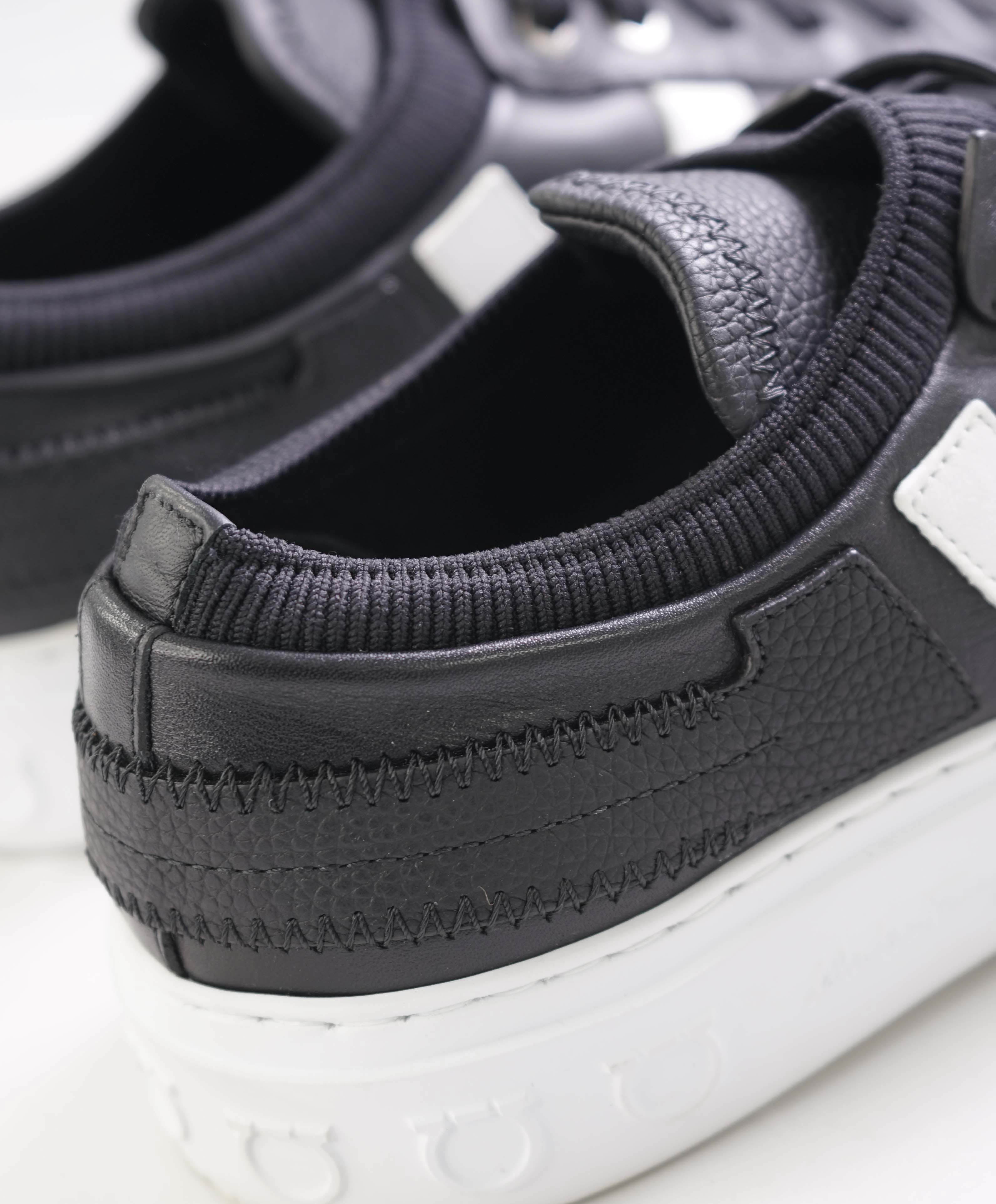 $750 SALVATORE FERRAGAMO - *GANCINI* Black Sneaker - 7.5 US