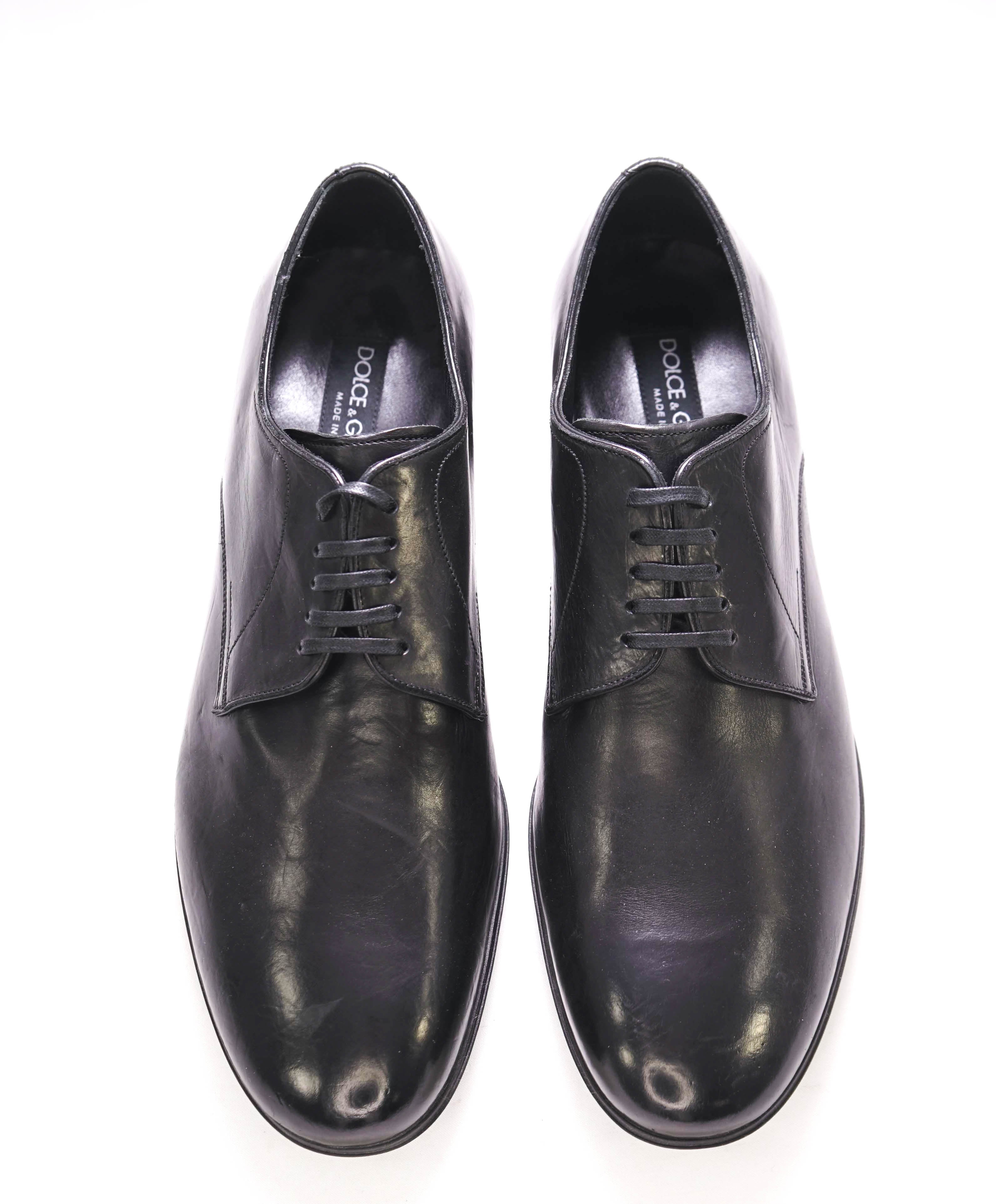 $820 DOLCE & GABBANA - Black Distressed Style Oxfords - 8.5 US (7.5)
