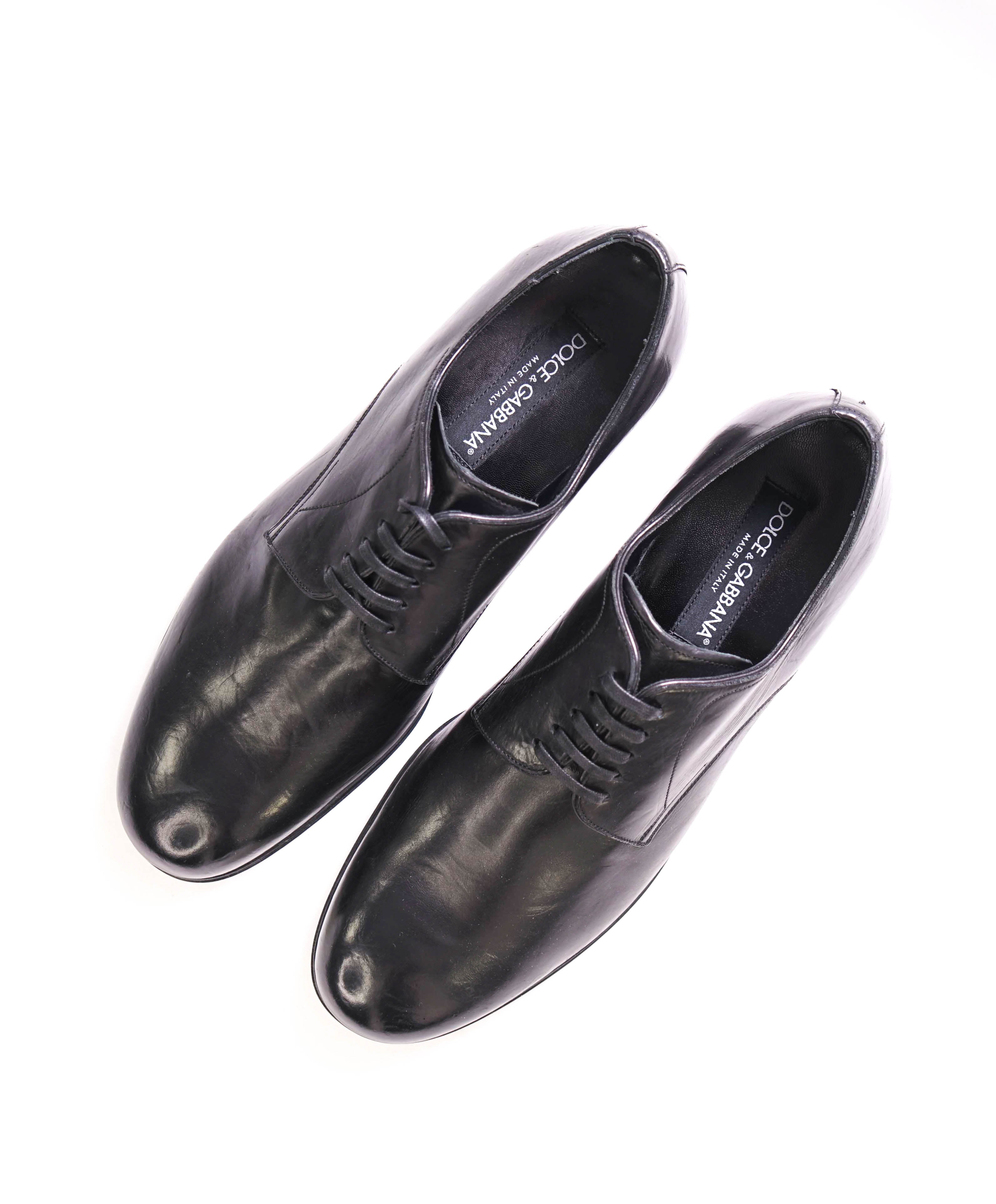 $820 DOLCE & GABBANA - Black Distressed Style Oxfords - 8.5 US (7.5)