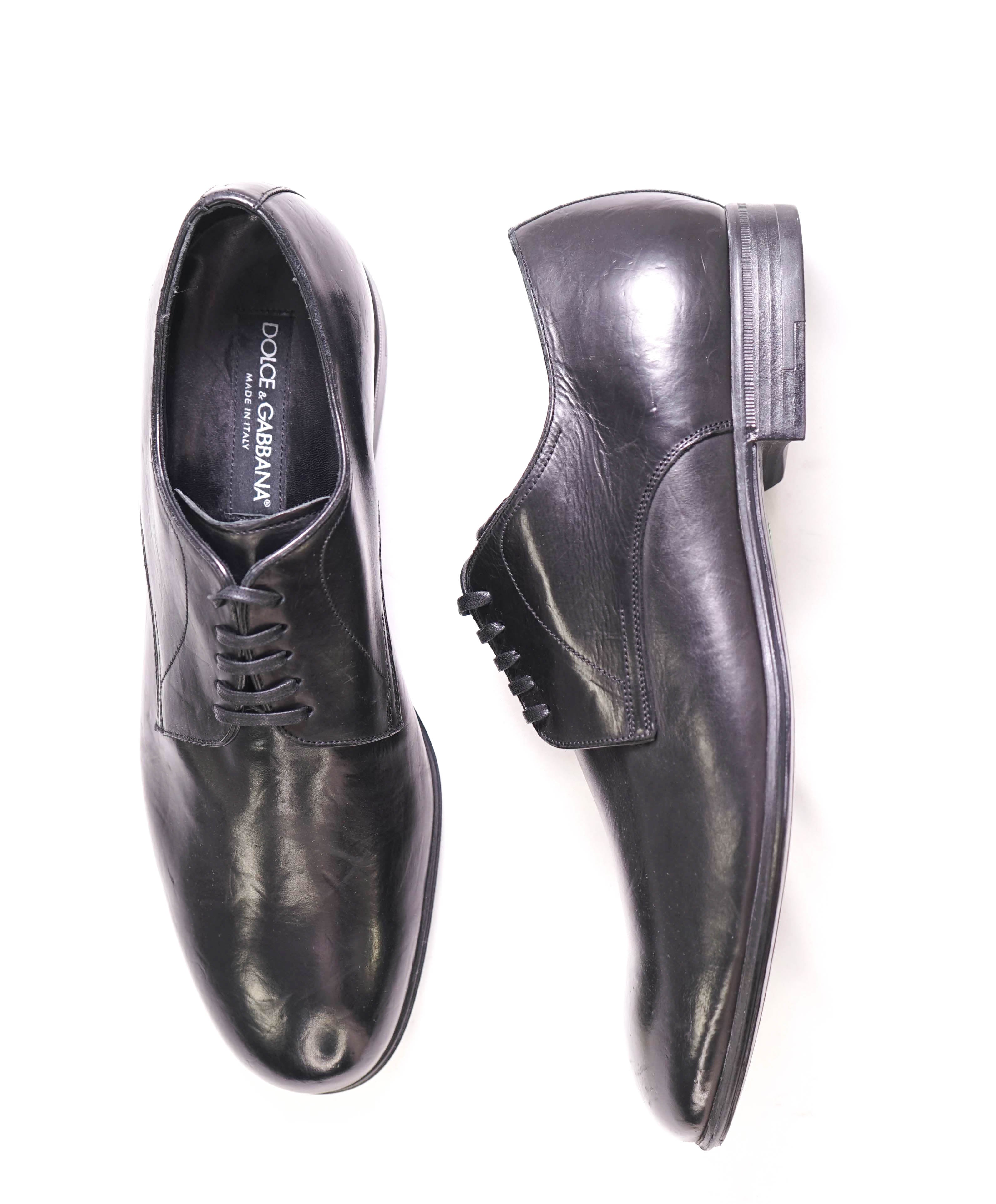 $820 DOLCE & GABBANA - Black Distressed Style Oxfords - 8.5 US (7.5)