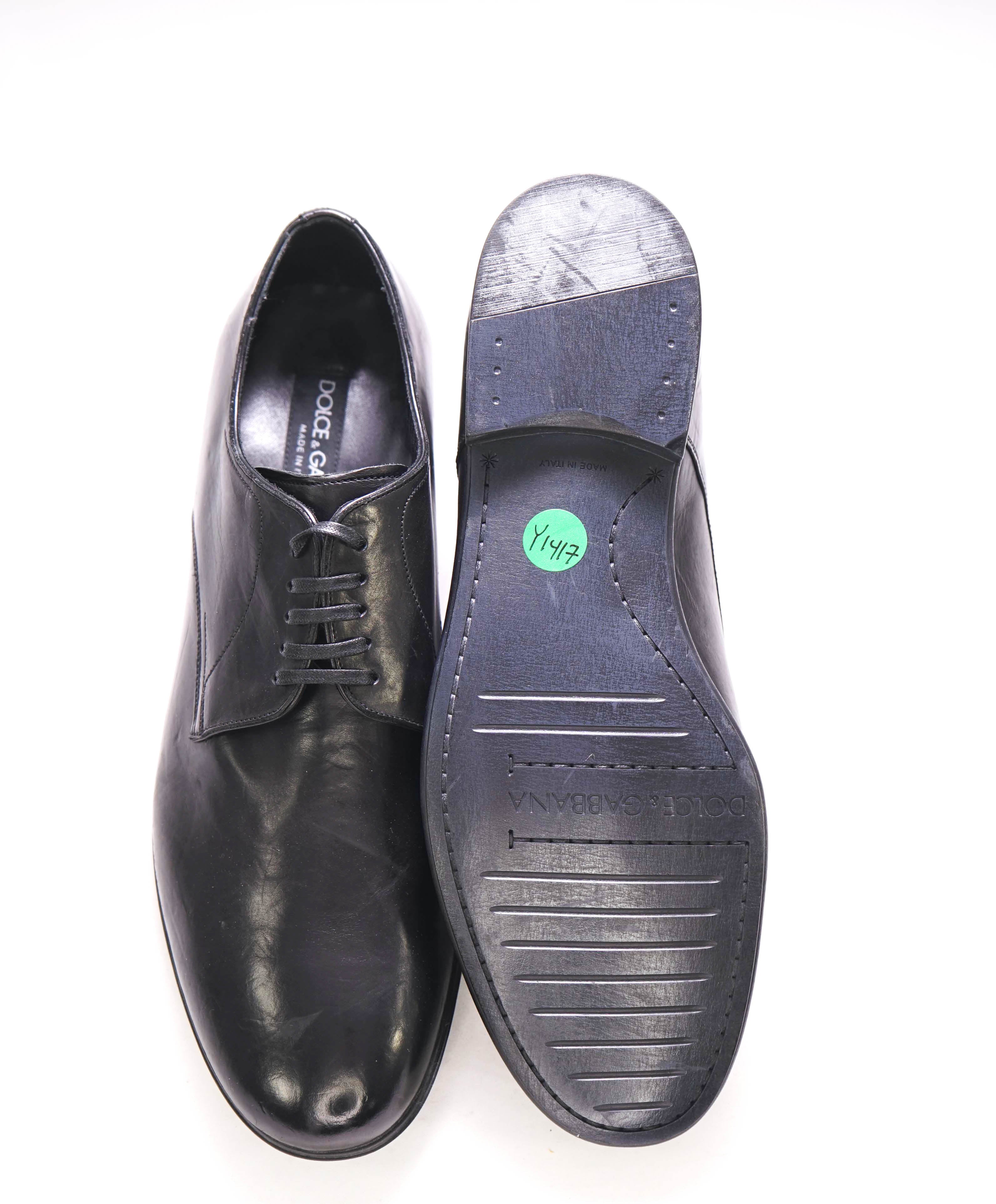 $820 DOLCE & GABBANA - Black Distressed Style Oxfords - 8.5 US (7.5)