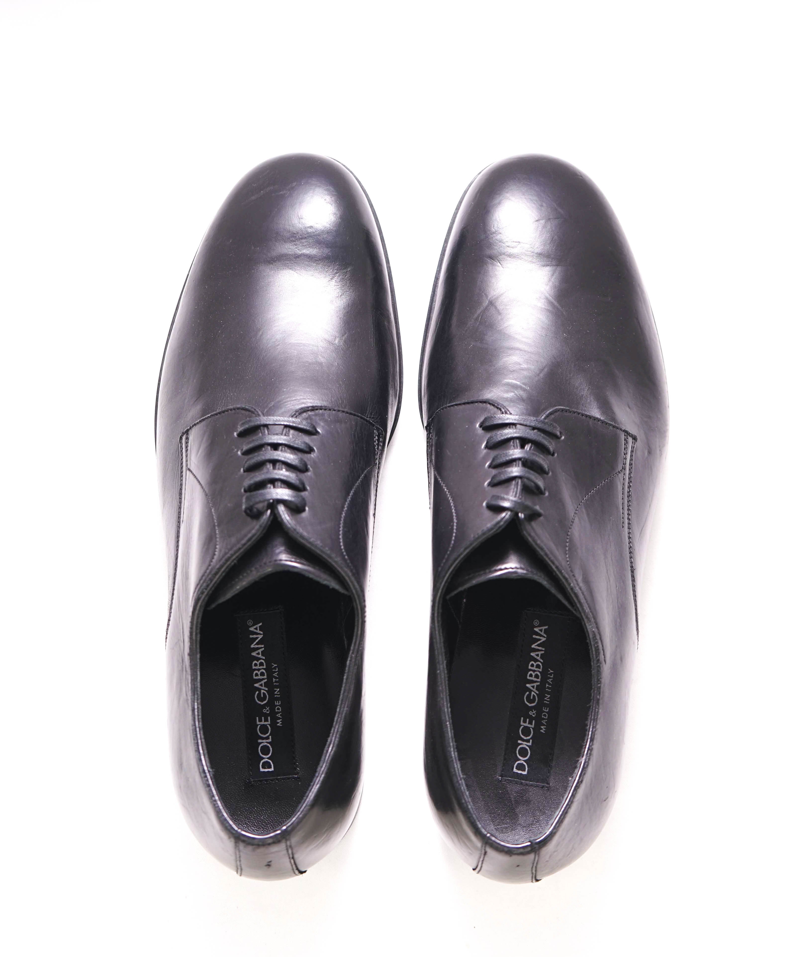 $820 DOLCE & GABBANA - Black Distressed Style Oxfords - 8.5 US (7.5)