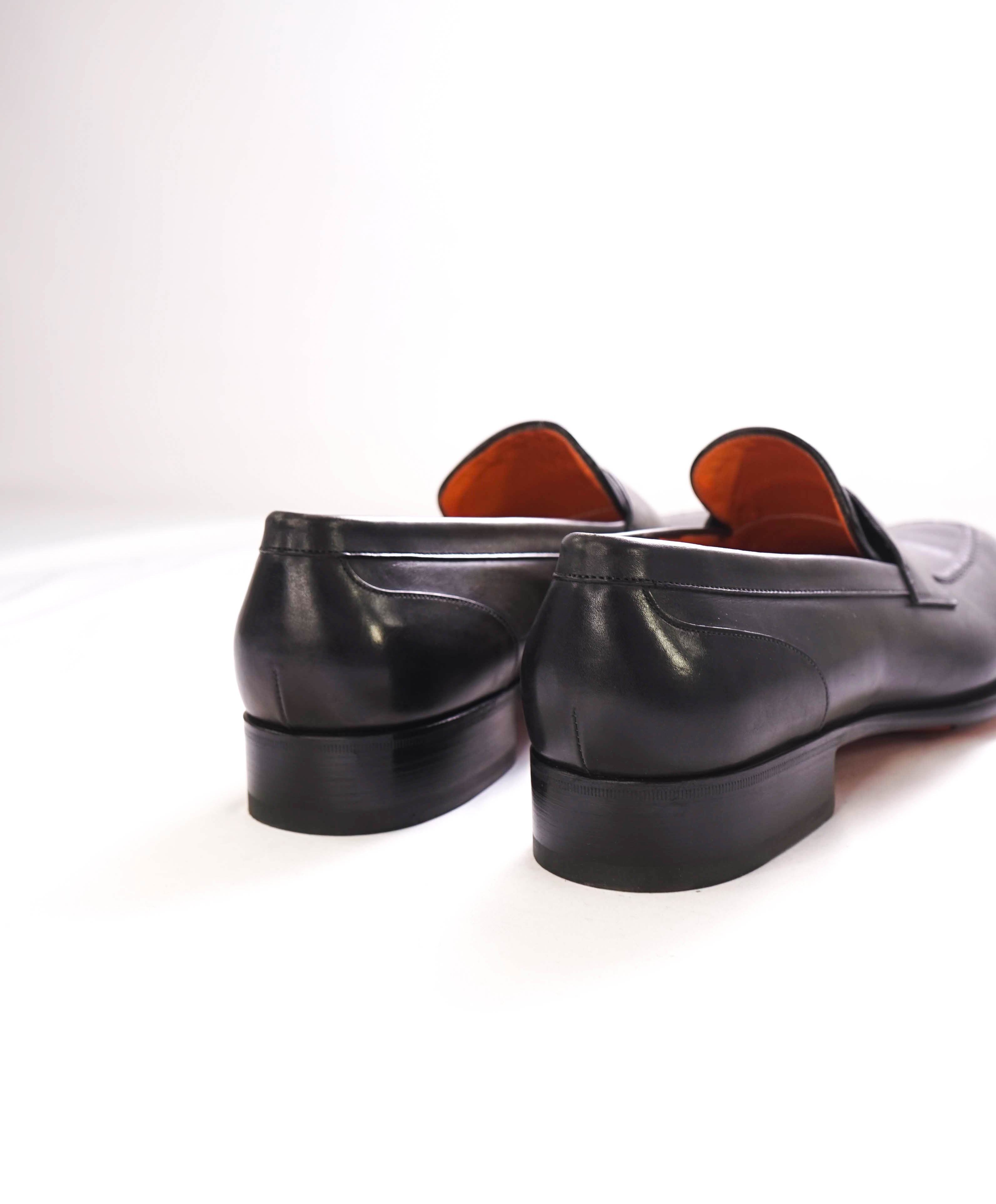 $1,330 SANTONI - "GOODYEAR WELT” Green/Gray Penny Loafers - 12US (11IT)