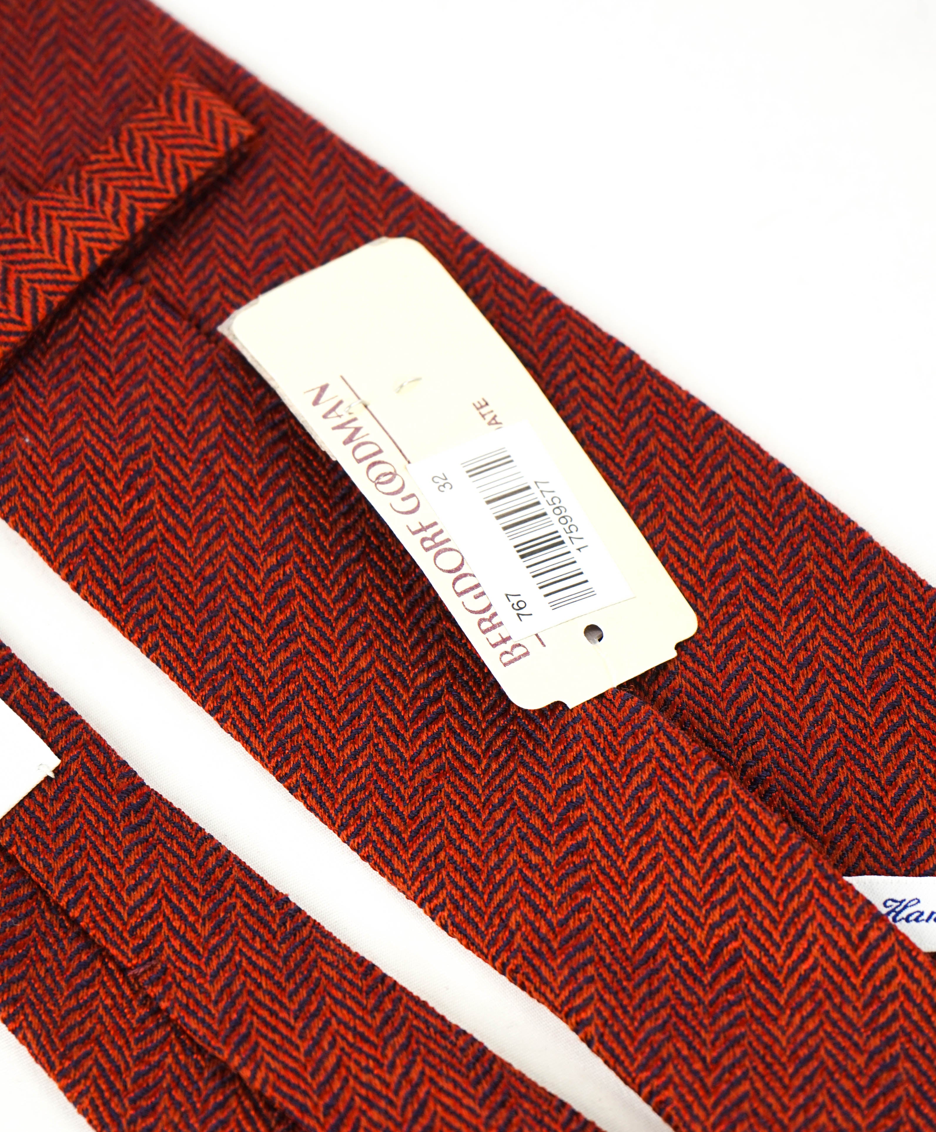$240 DRAKE'S - Wool/Silk Rust Orange Herringbone Tie 3.25" - Tie