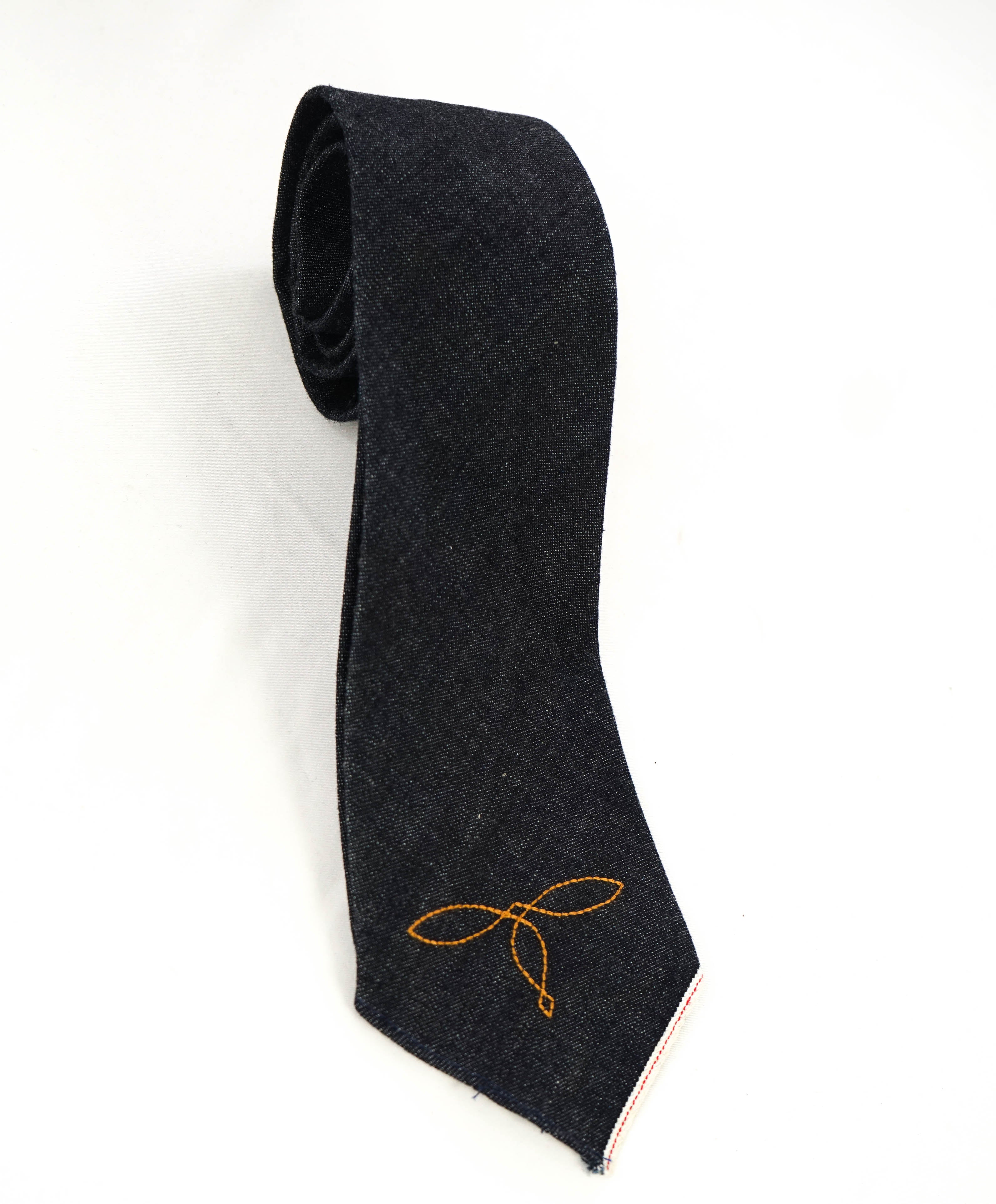 $195 RRL - Double RL Denim Tipped Stitch Tie - Tie