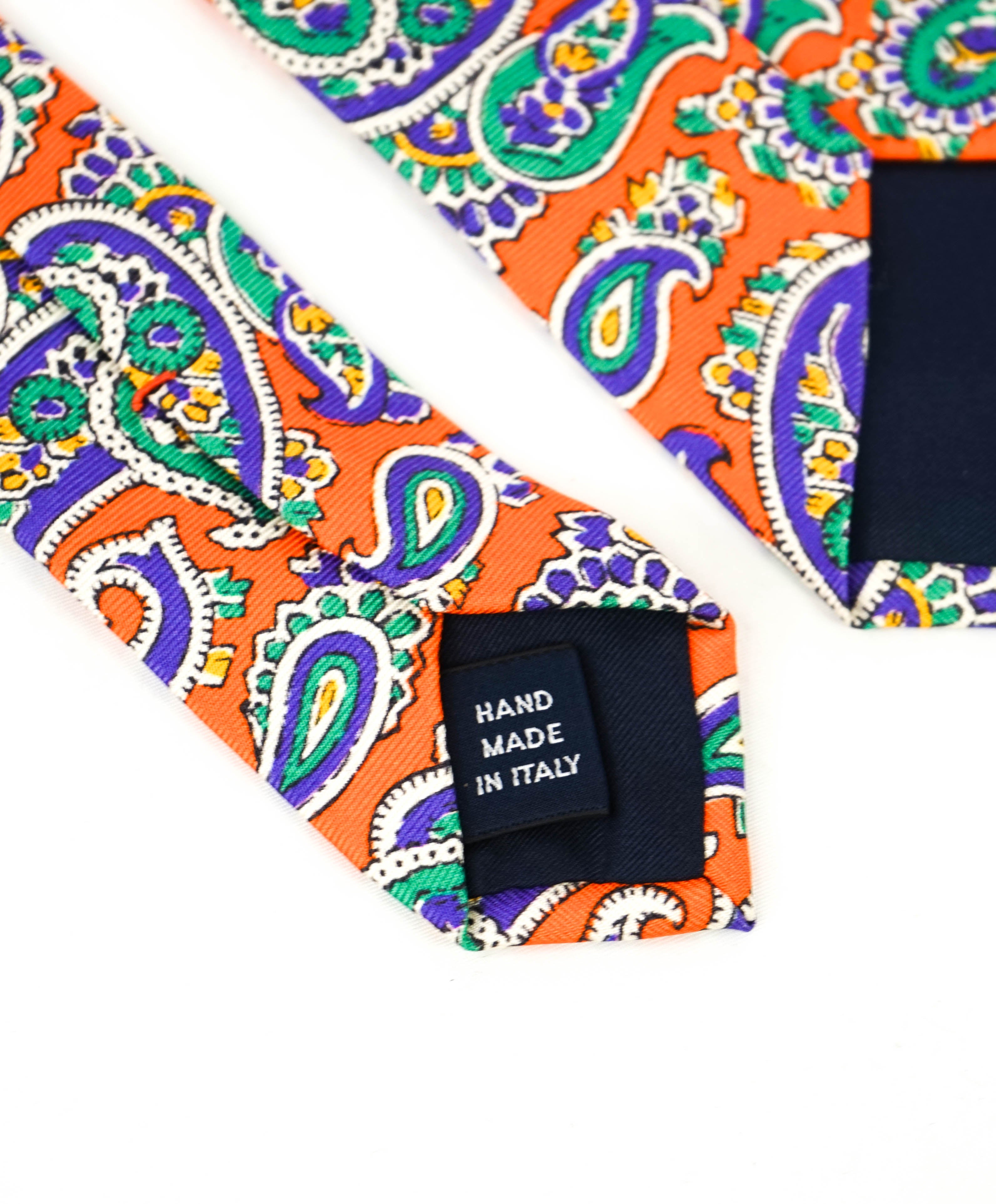 $140 POLO RALPH LAUREN - 'Hand Made In Italy' Orange Paisley - Tie