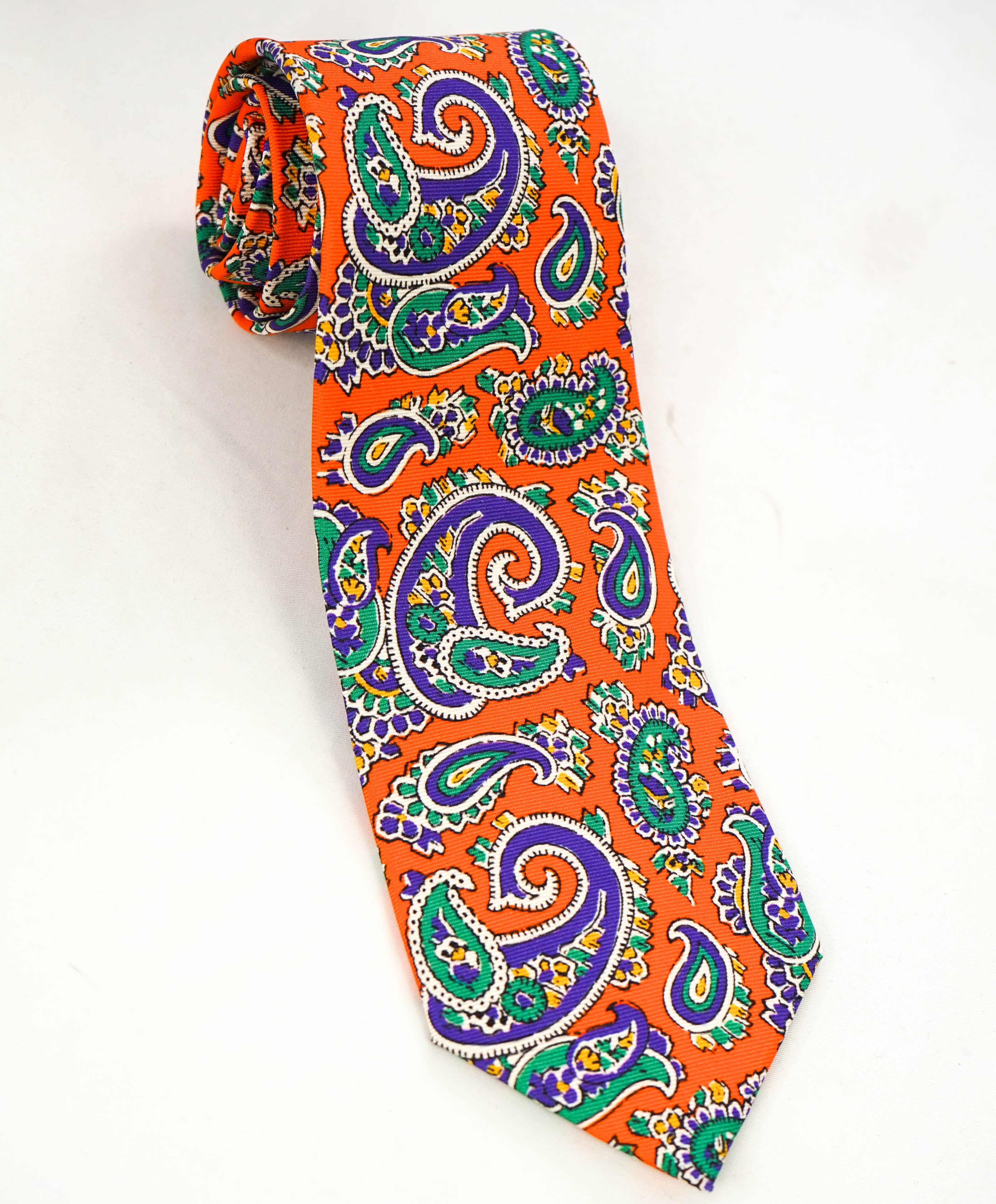 $140 POLO RALPH LAUREN - 'Hand Made In Italy' Orange Paisley - Tie