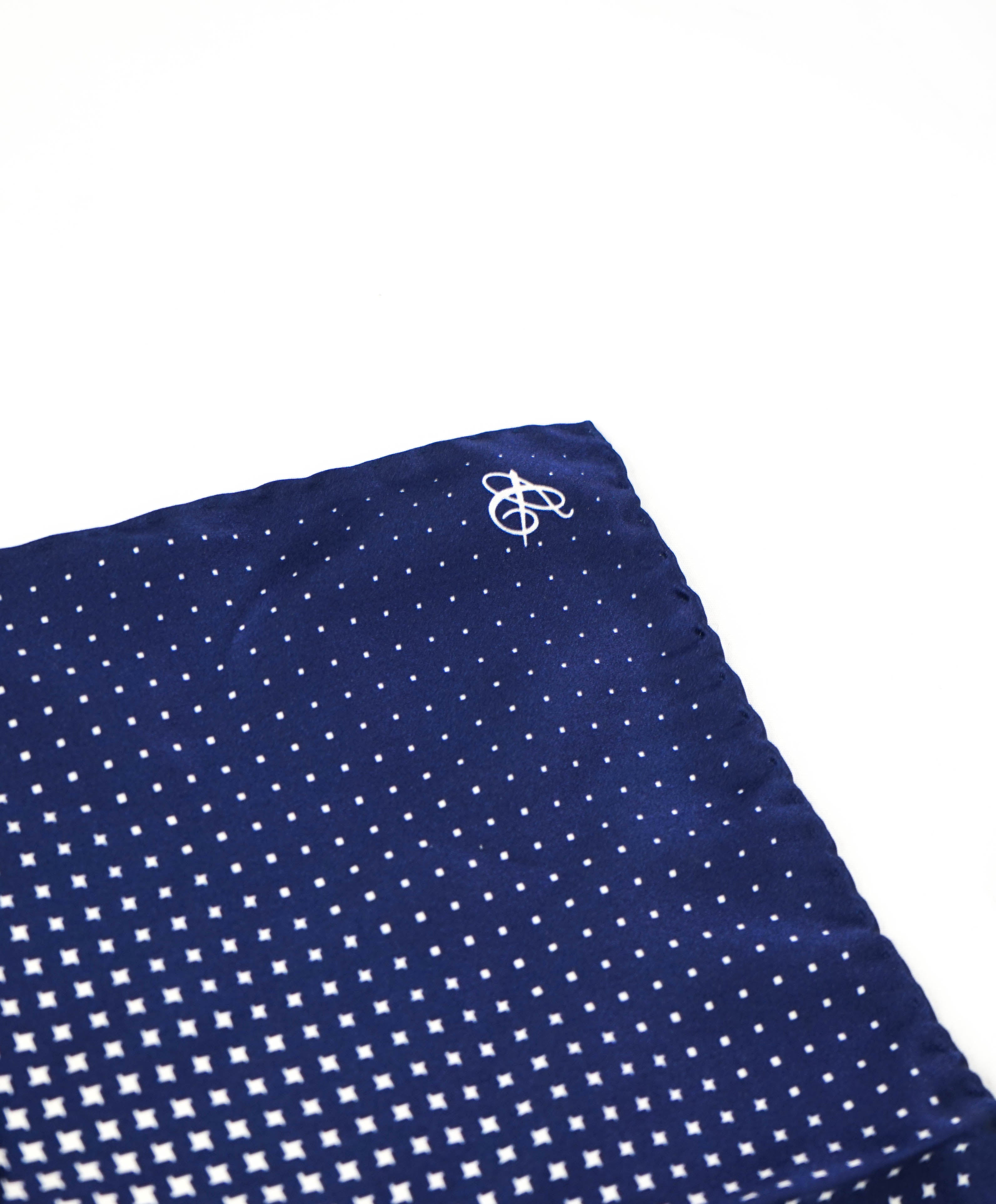 CANALI - Navy/White SILK Geometric Pattern LOGO - N/A