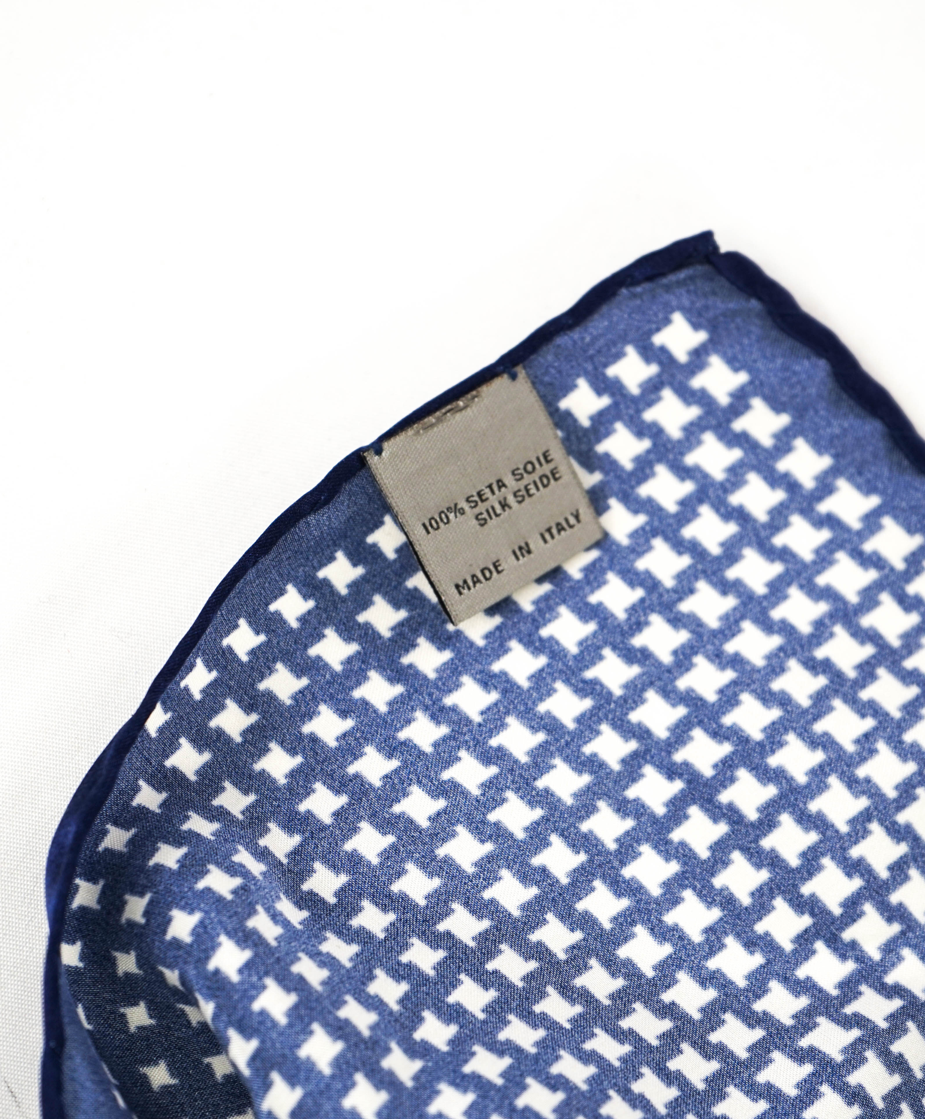 CANALI - Navy/White SILK Geometric Pattern LOGO - N/A