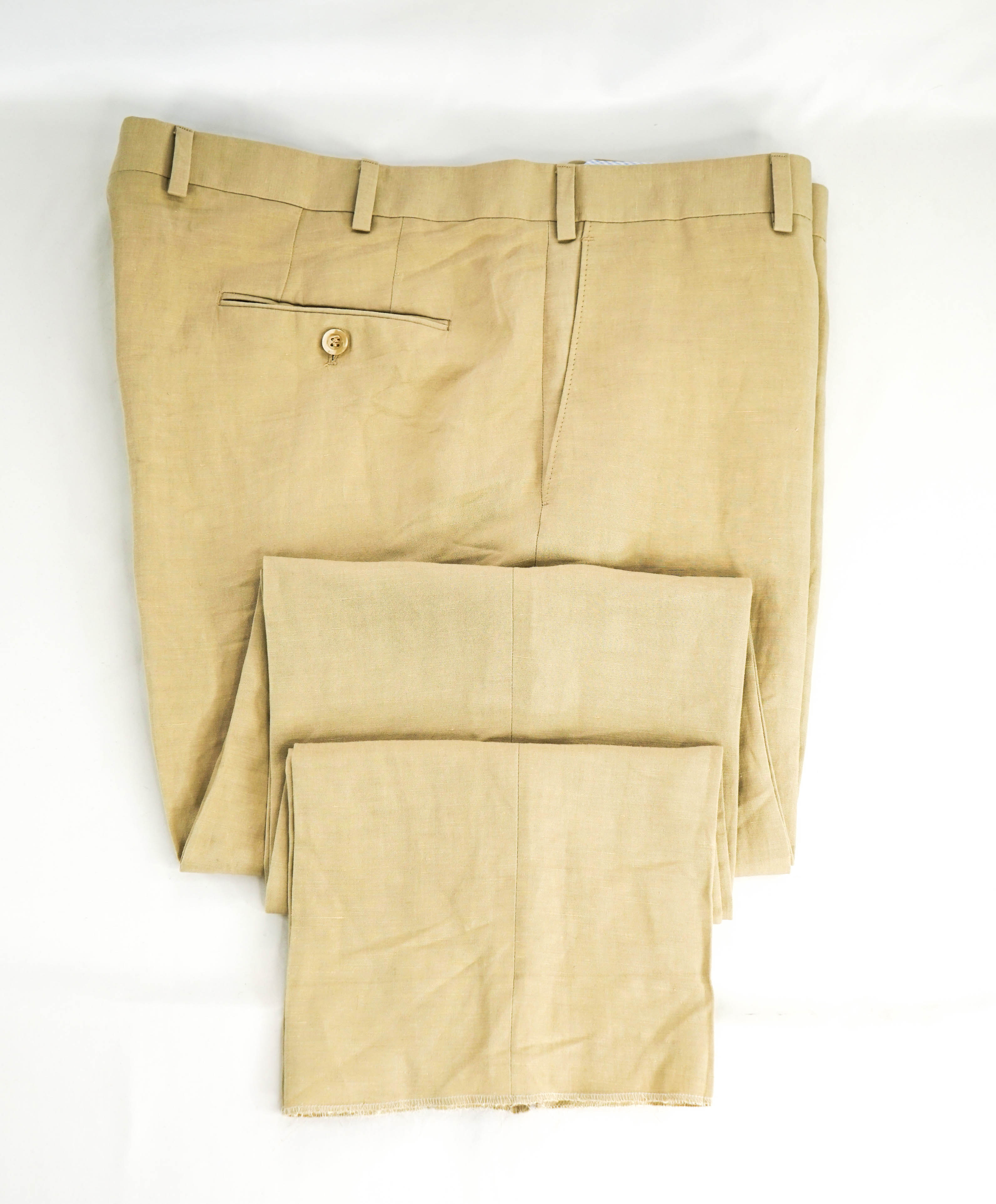 SAKS FIFTH AVE by SAMUELSOHN- Linen & Silk Beige Flat Front Pants - 40W