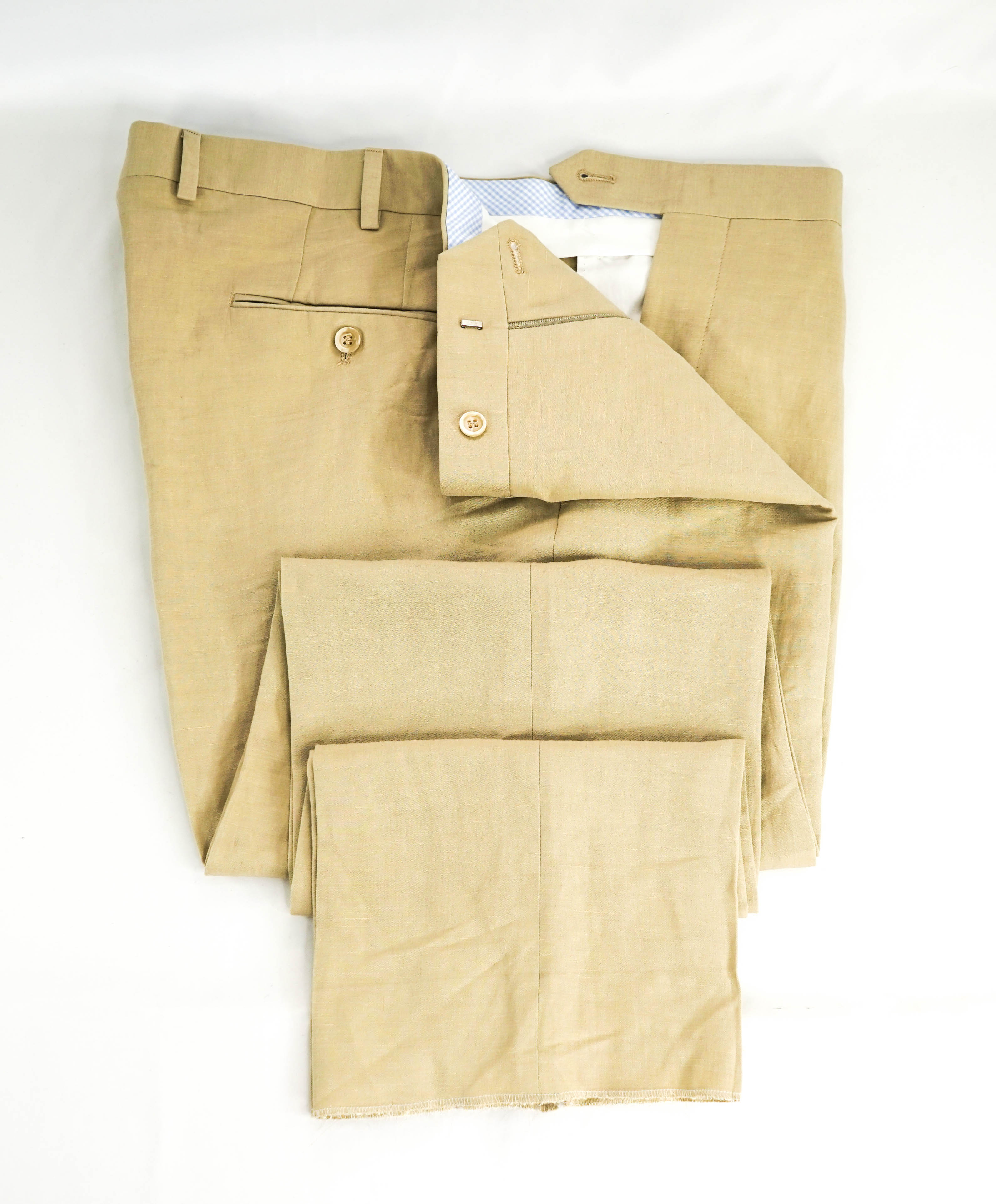 SAKS FIFTH AVE by SAMUELSOHN- Linen & Silk Beige Flat Front Pants - 40W