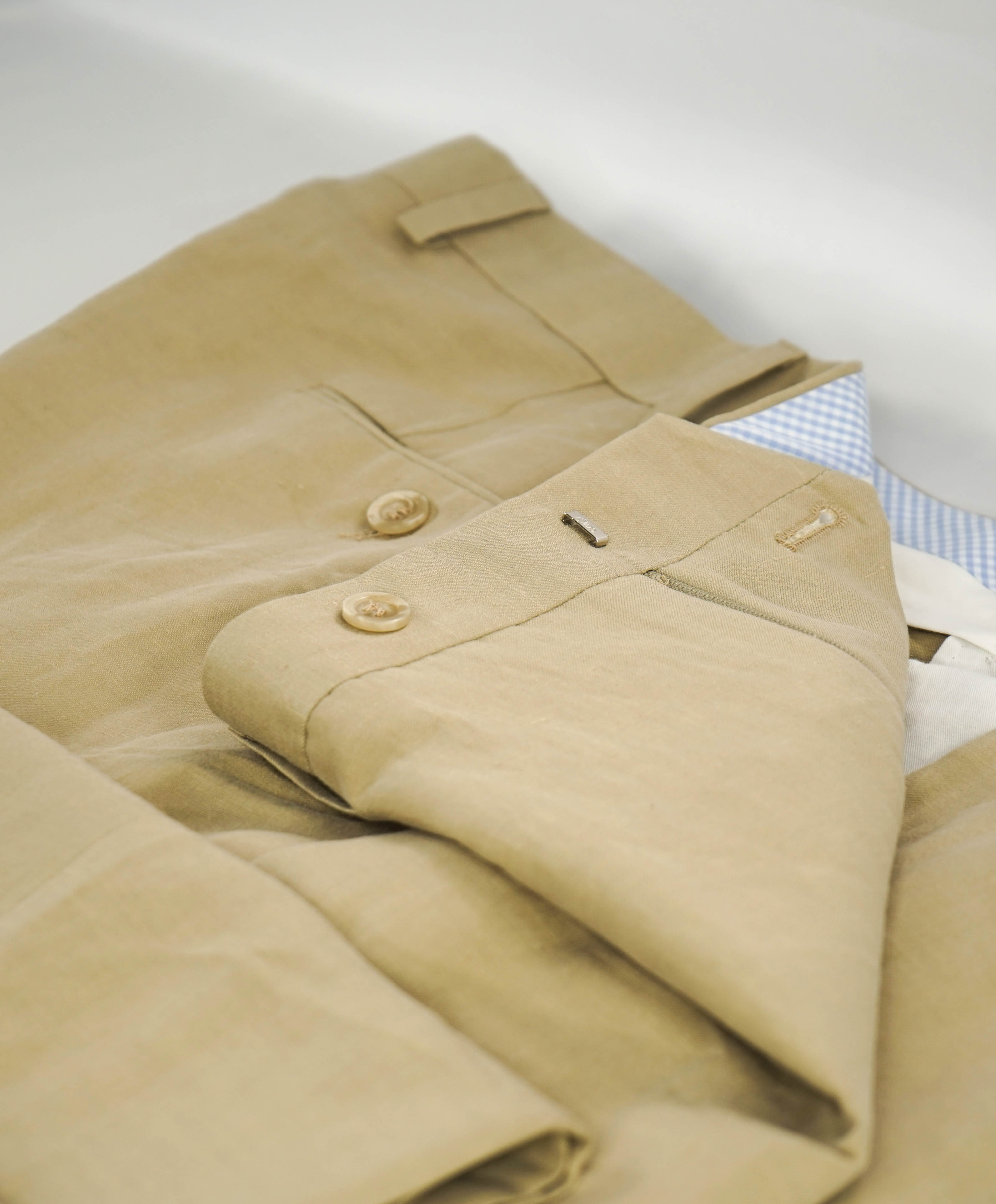 SAKS FIFTH AVE by SAMUELSOHN- Linen & Silk Beige Flat Front Pants - 40W