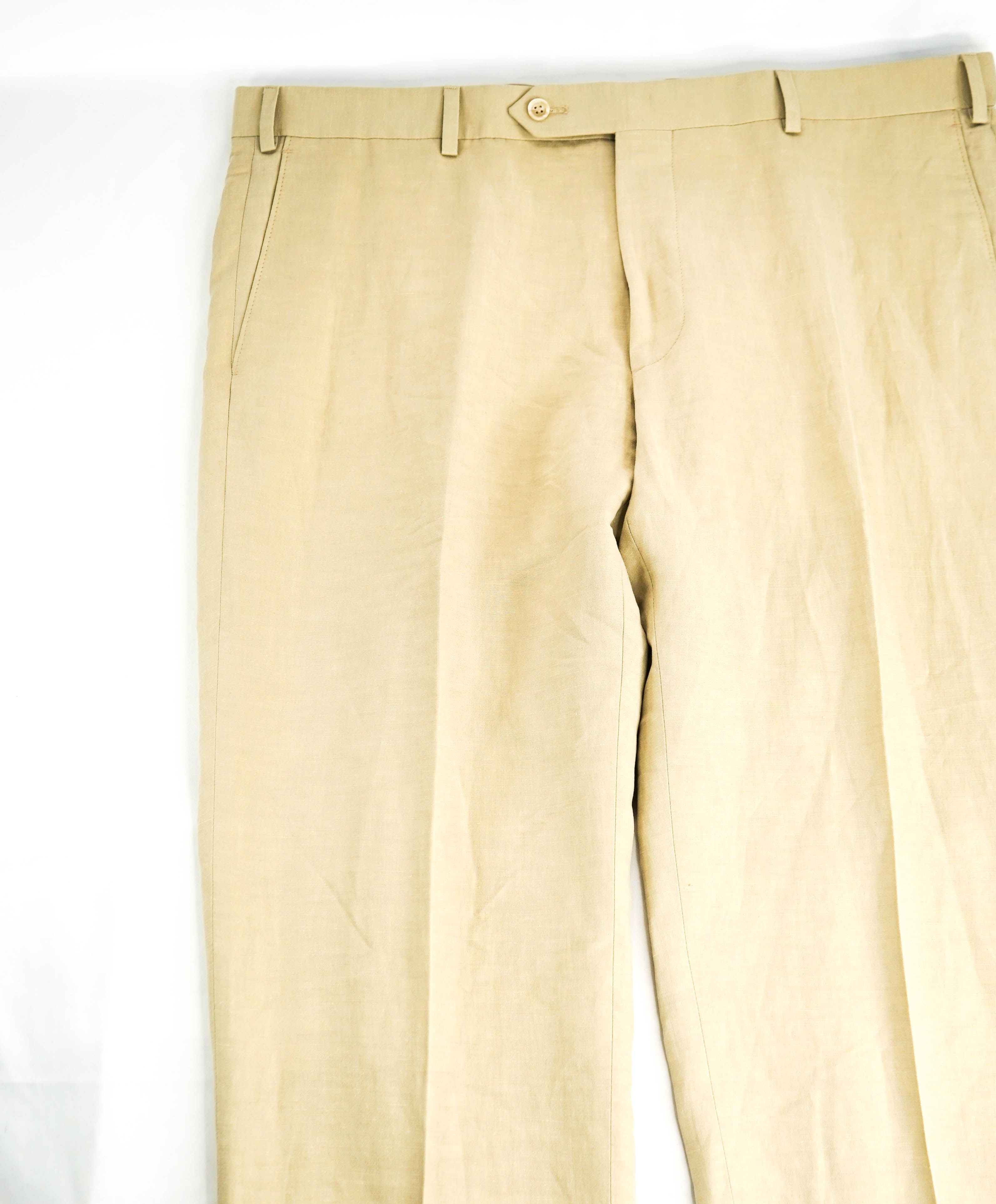 SAKS FIFTH AVE by SAMUELSOHN- Linen & Silk Beige Flat Front Pants - 40W