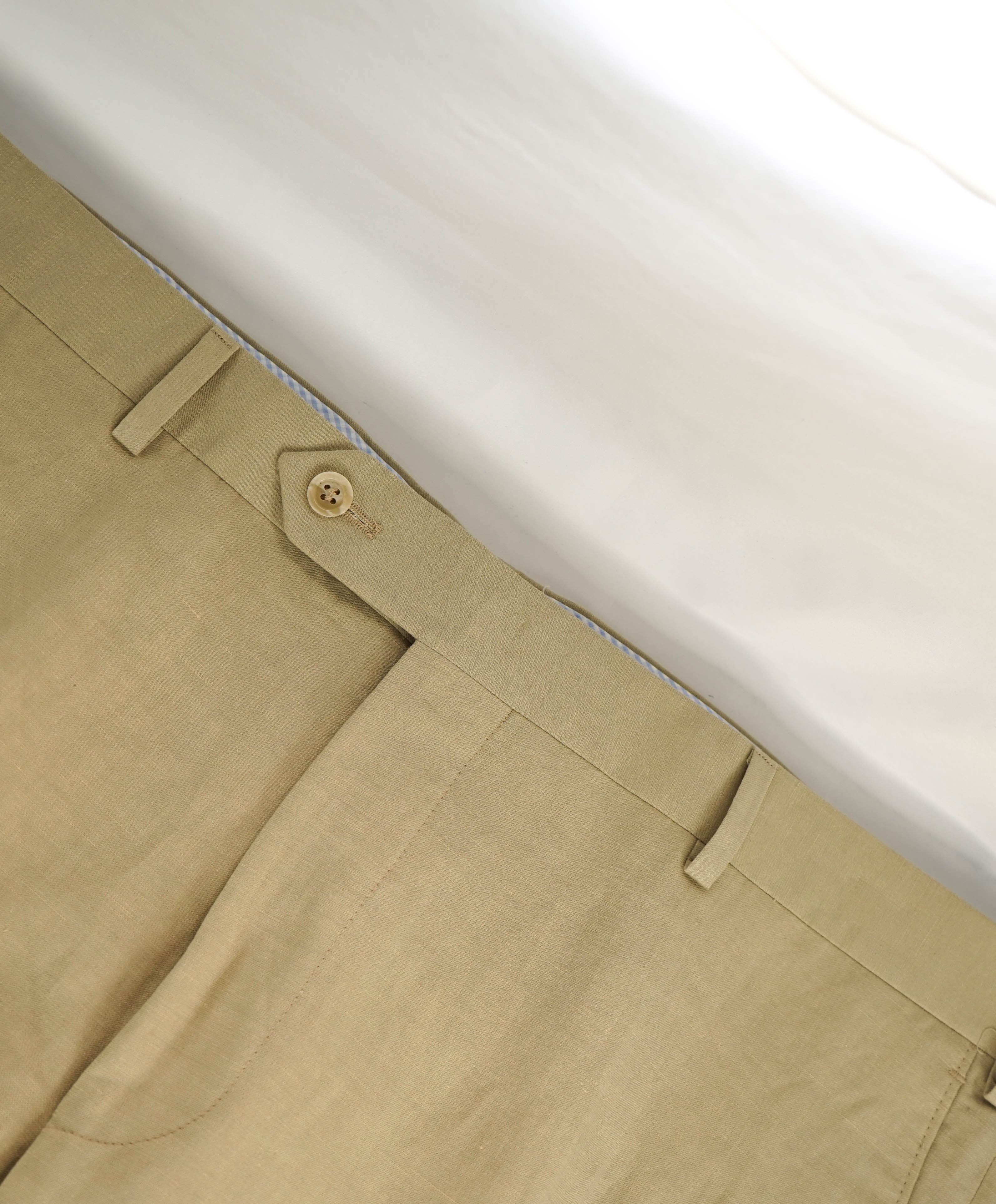 SAKS FIFTH AVE by SAMUELSOHN- Linen & Silk Beige Flat Front Pants - 40W