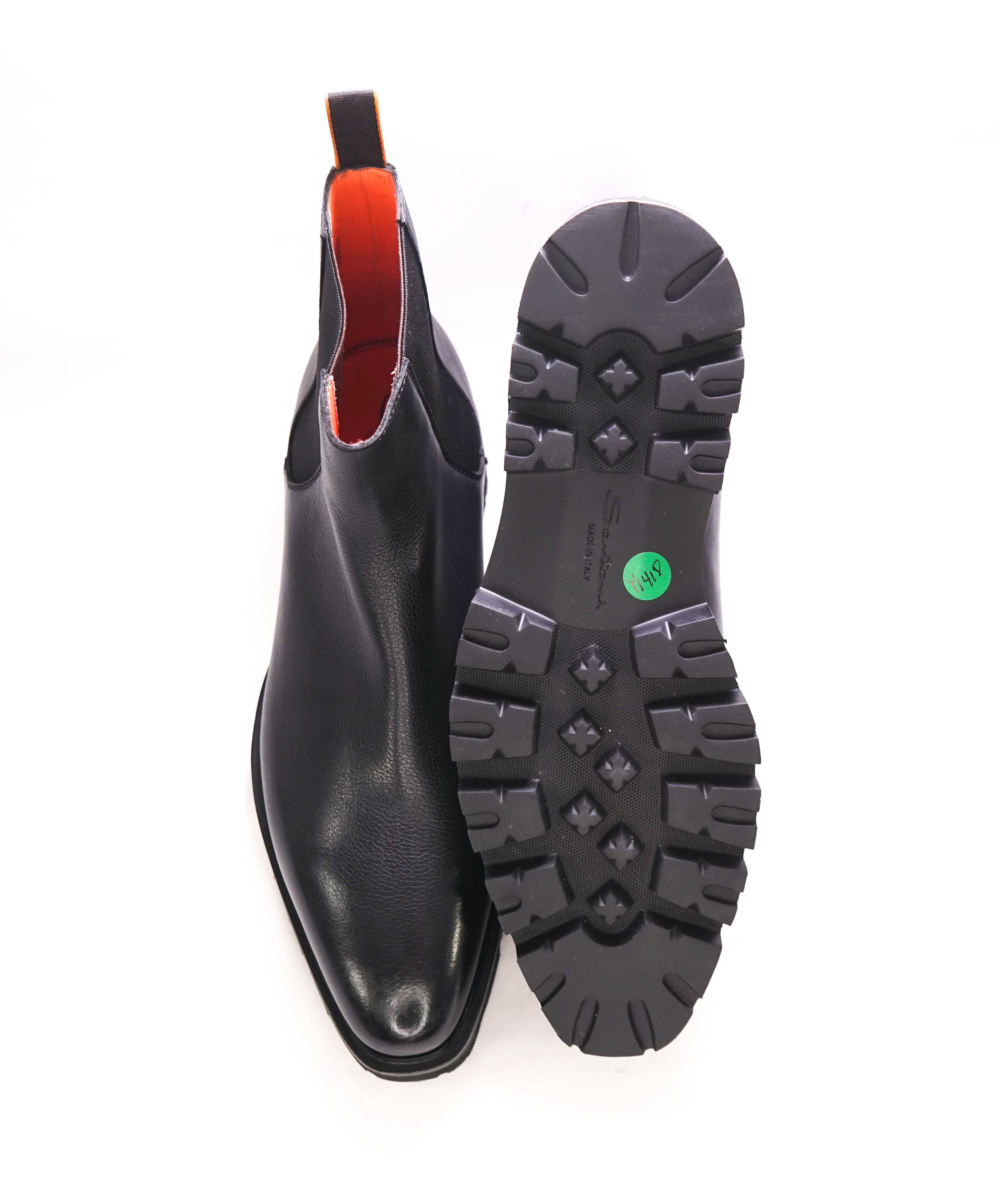 $1,495 SANTONI - Black *GOODYEAR* "Everard" Lug Sole Boot - 13 US (12 IT)