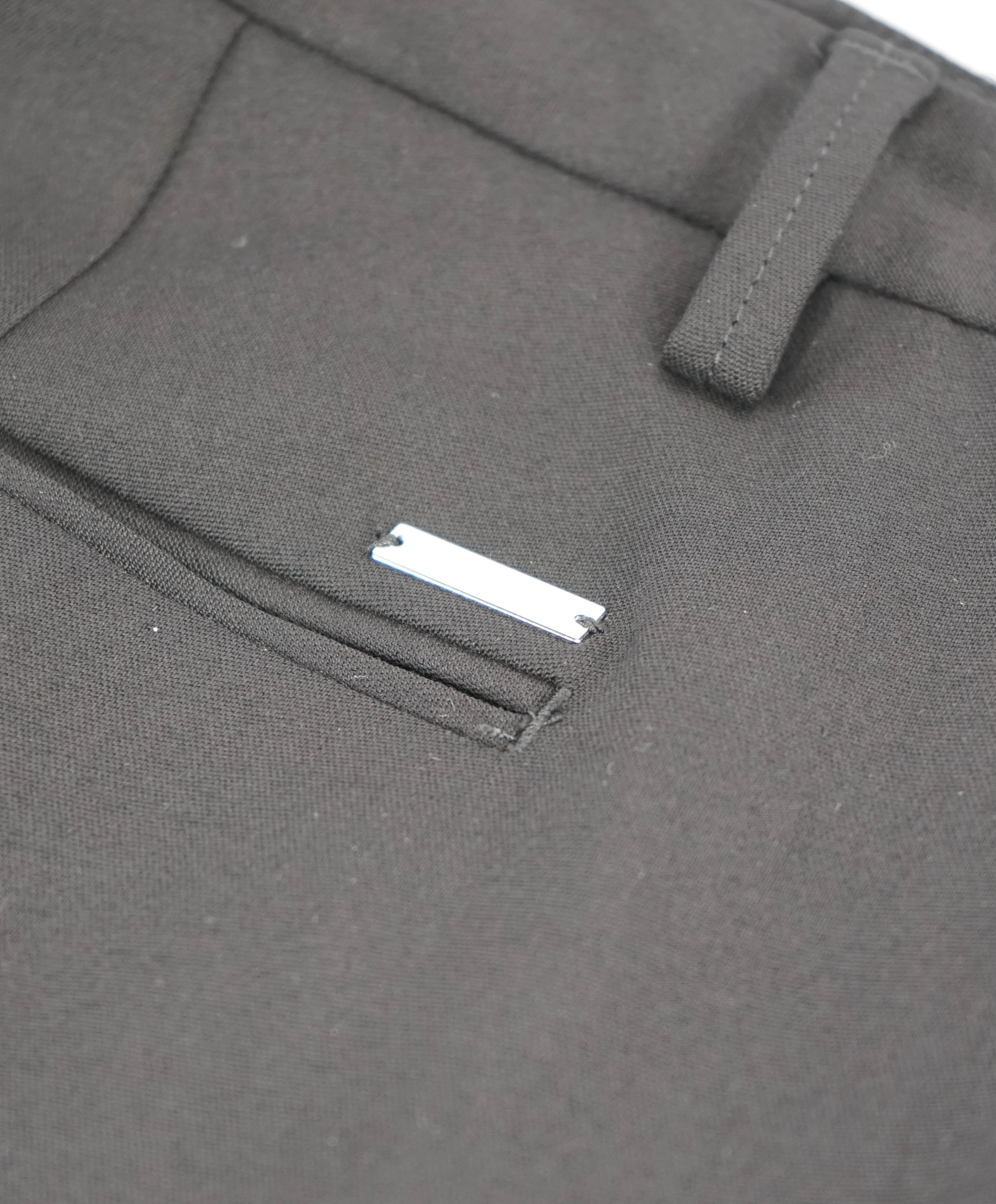 DSQUARED2 LONDON - Black Flat Front Slim Pants With Logo Plaque- 40W (56 EU)