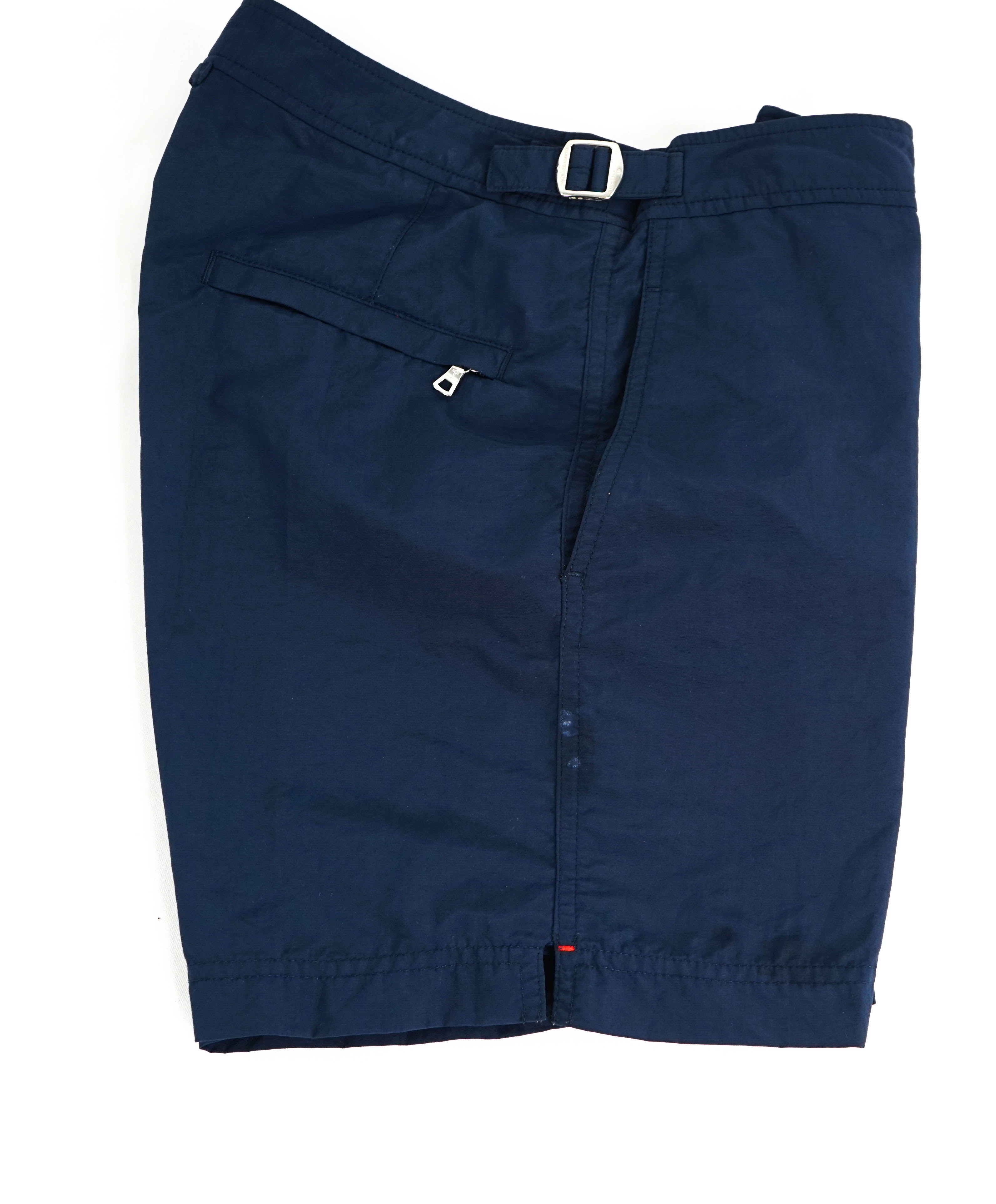 OLEBAR BROWN - Blue Swim Trunks With Side Tabs - 28W