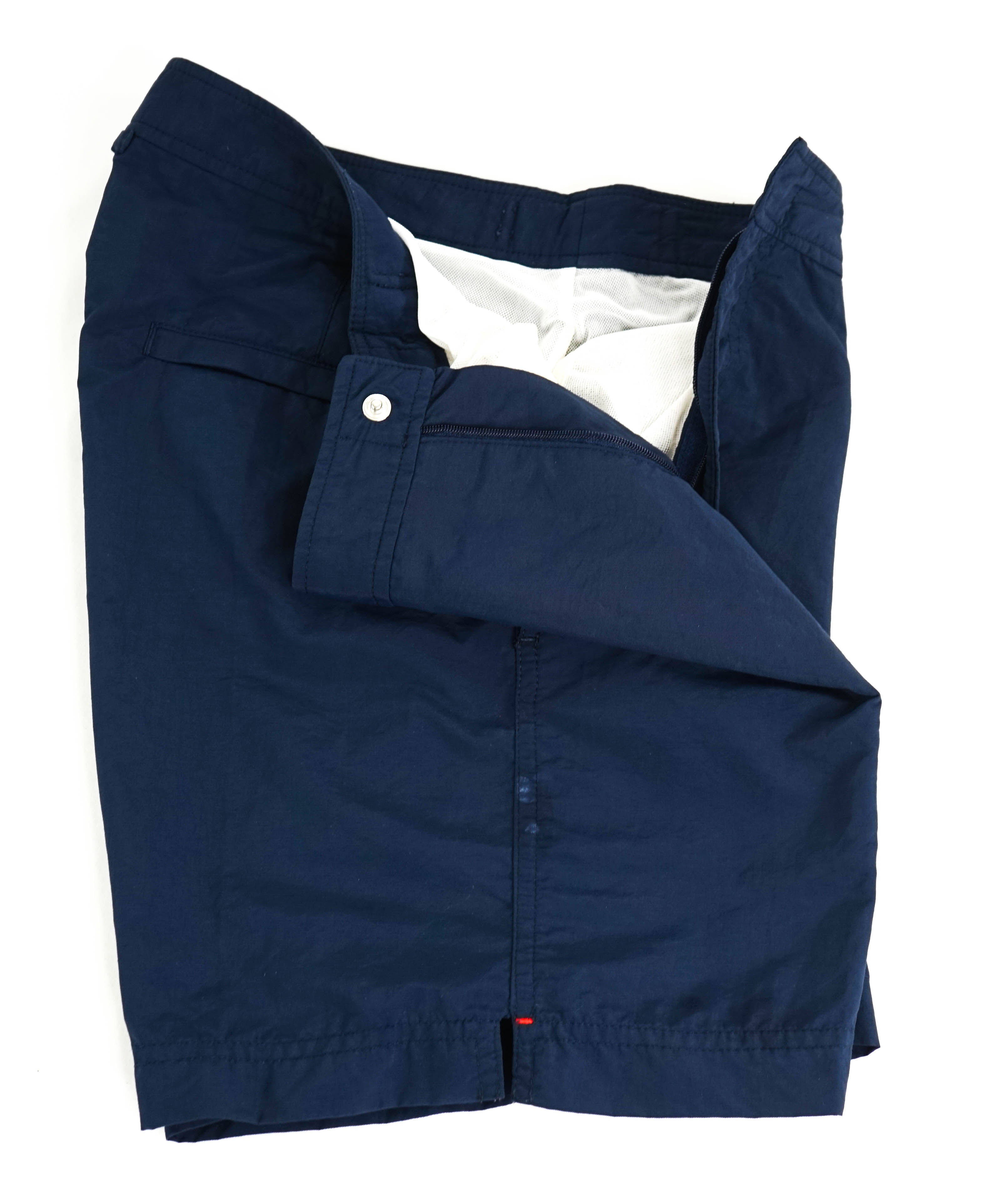 OLEBAR BROWN - Blue Swim Trunks With Side Tabs - 28W