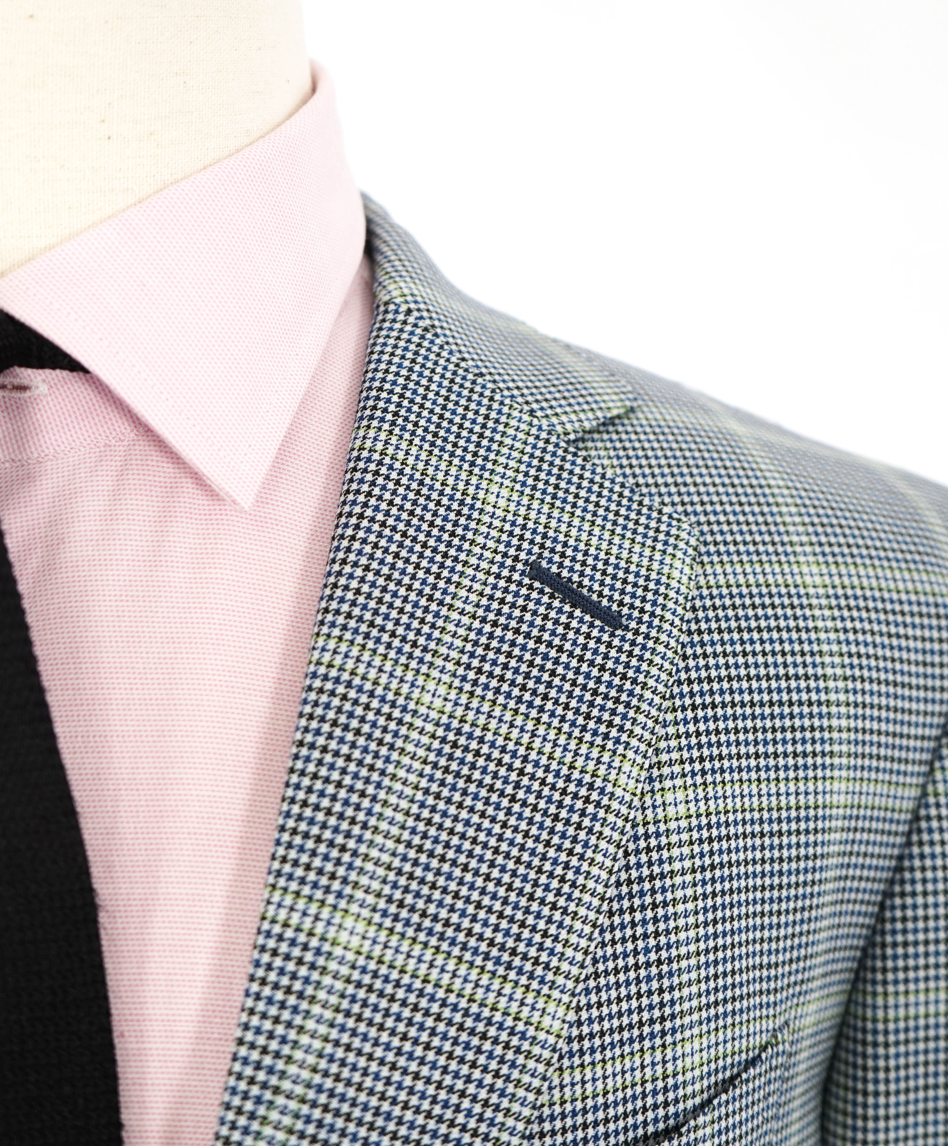 $3,295 ERMENEGILDO ZEGNA- "TROFEO" Navy/Green Houndstooth Blazer- 40R