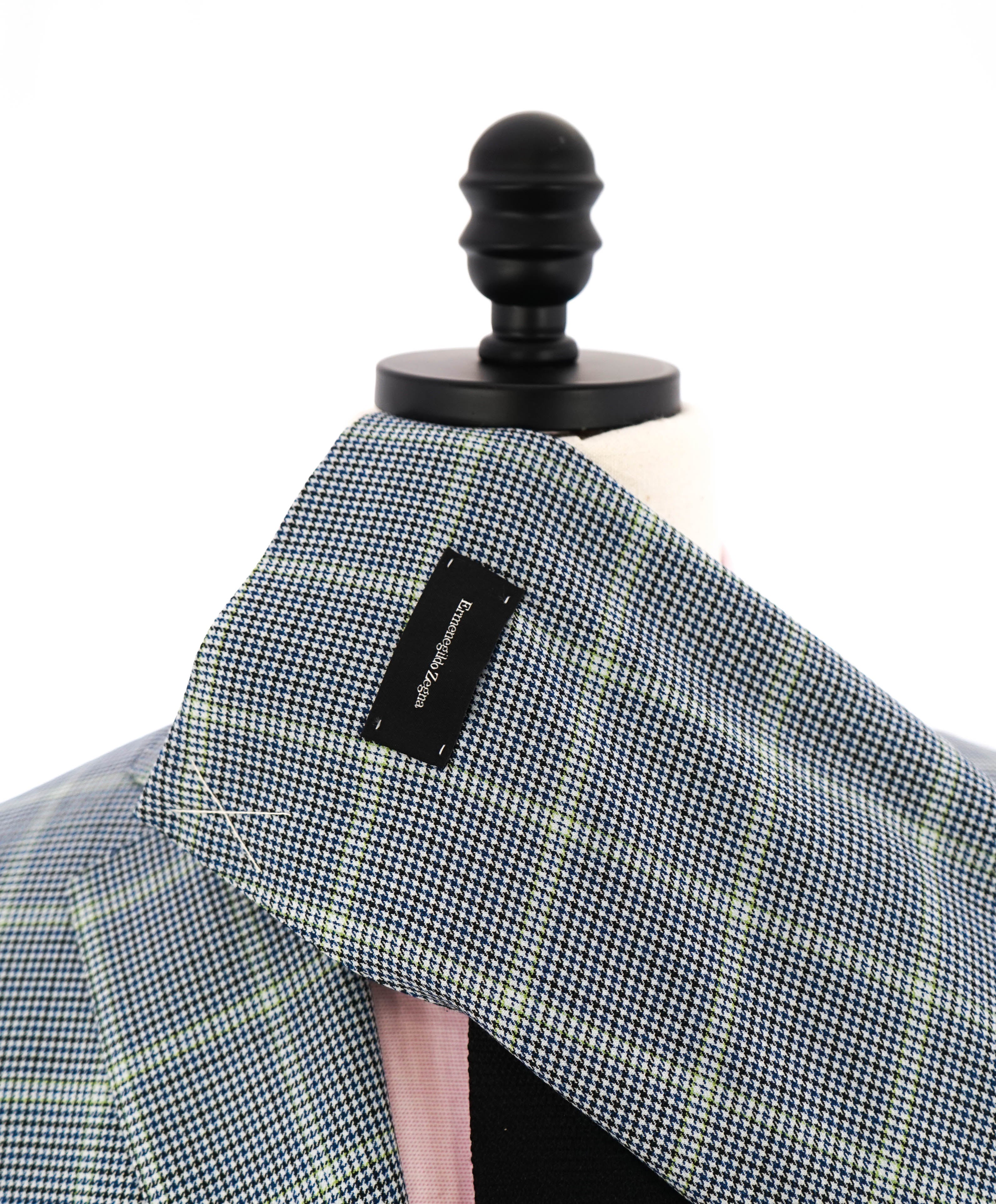 $3,295 ERMENEGILDO ZEGNA- "TROFEO" Navy/Green Houndstooth Blazer- 40R