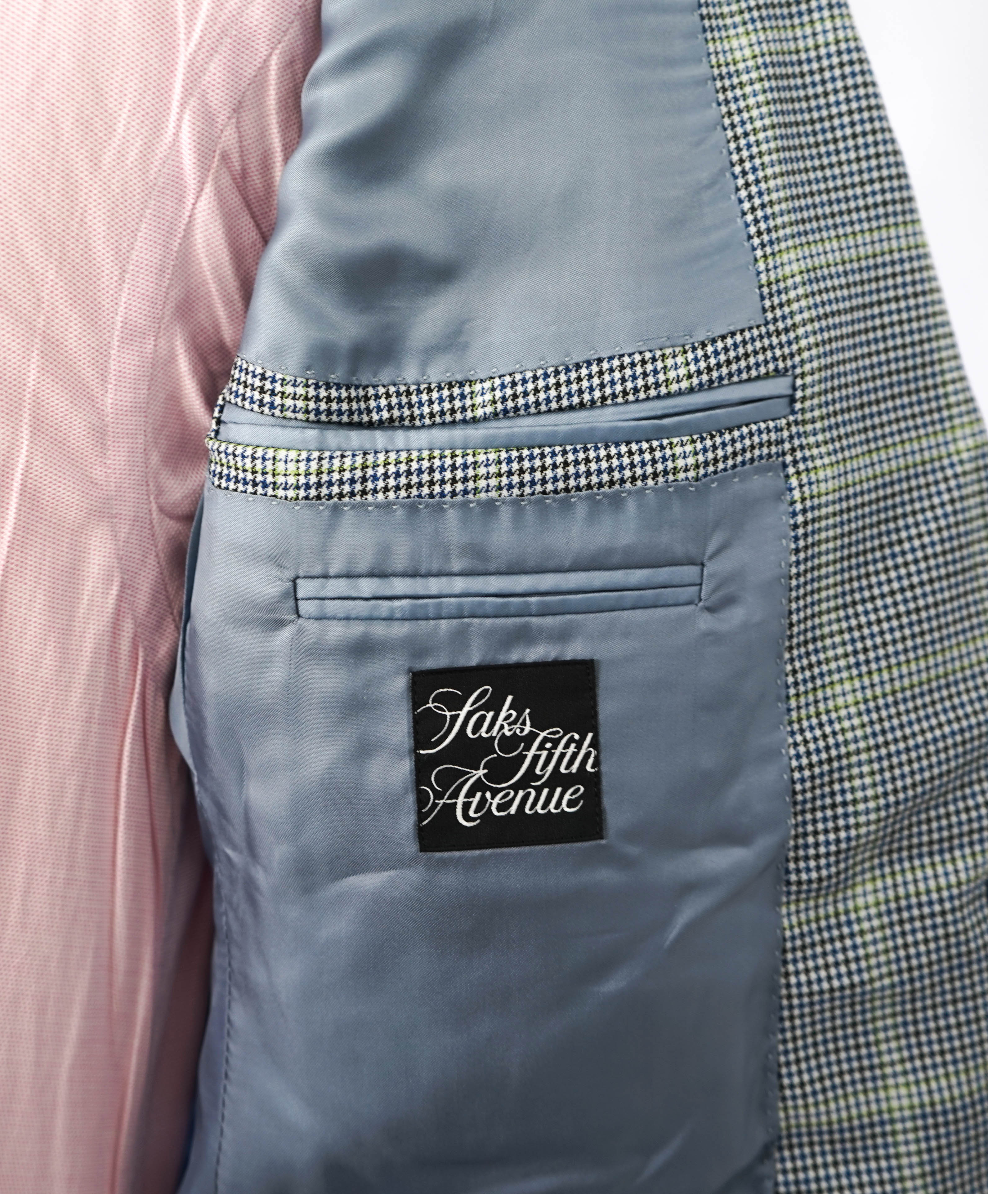 $3,295 ERMENEGILDO ZEGNA- "TROFEO" Navy/Green Houndstooth Blazer- 40R