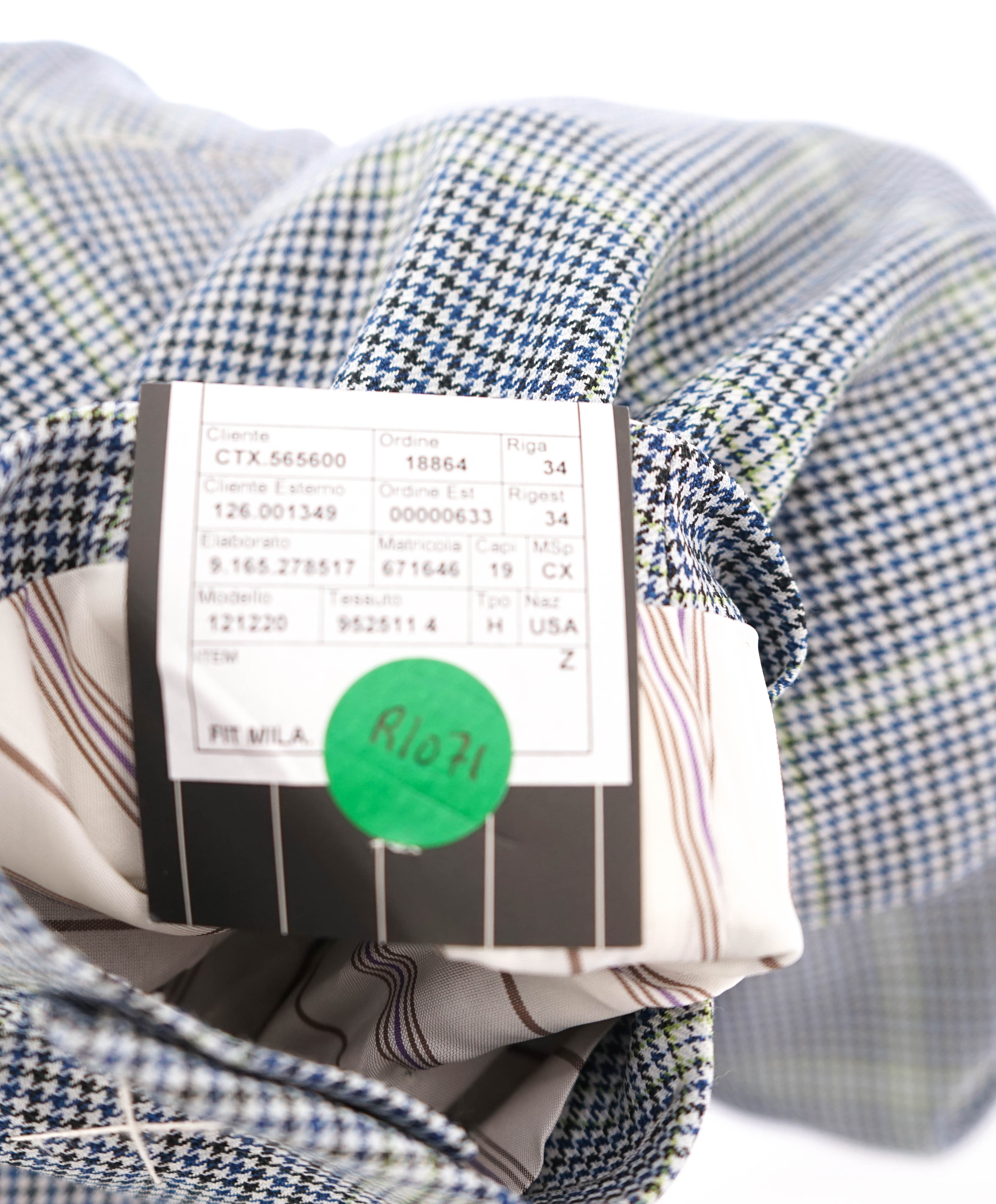 $3,295 ERMENEGILDO ZEGNA- "TROFEO" Navy/Green Houndstooth Blazer- 40R