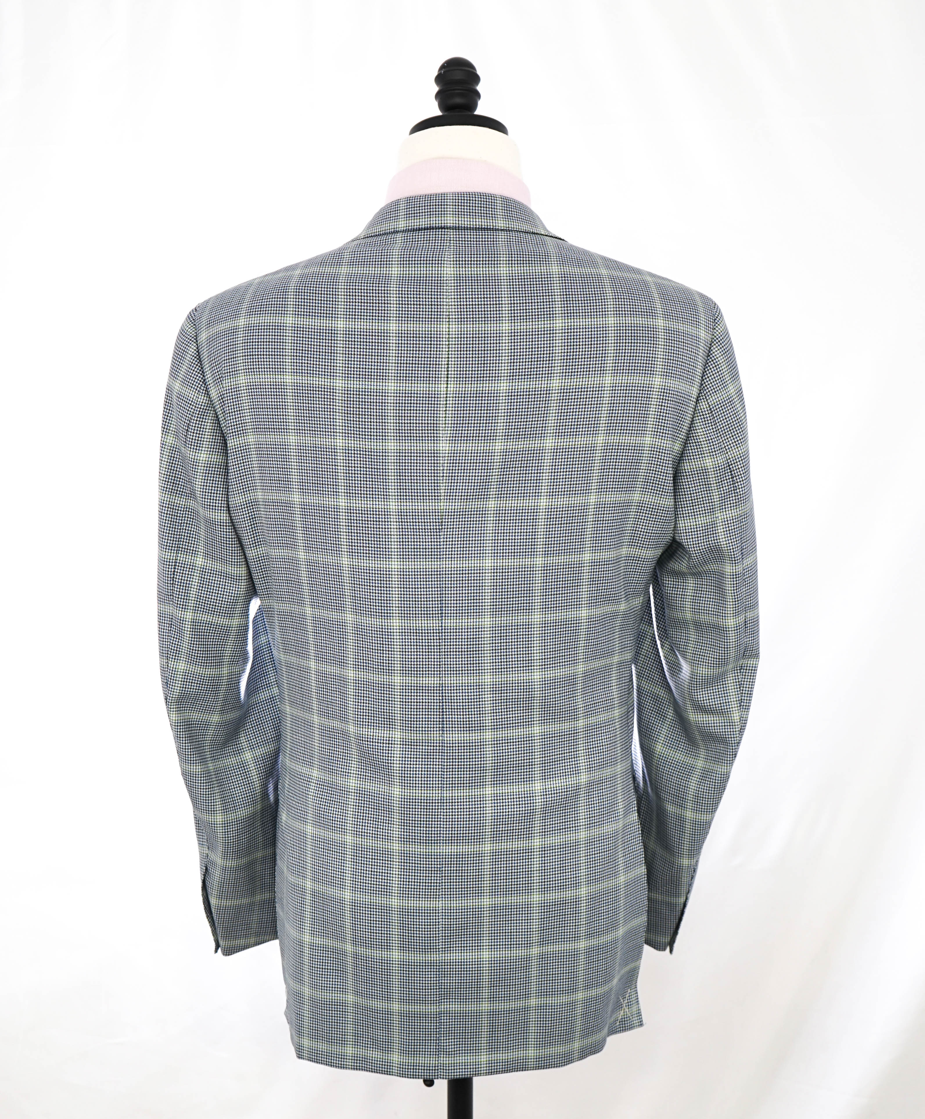$3,295 ERMENEGILDO ZEGNA- "TROFEO" Navy/Green Houndstooth Blazer- 40R