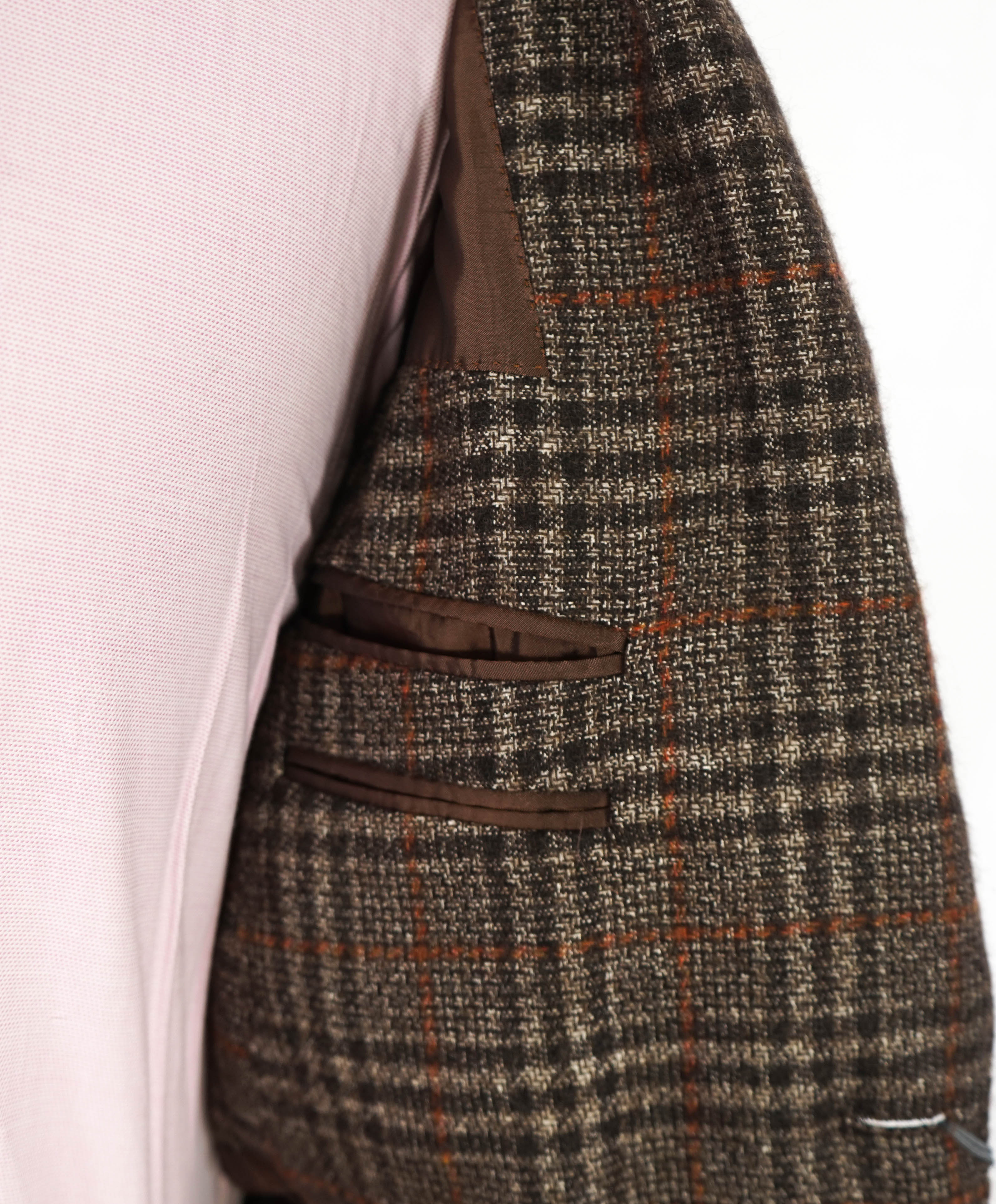 $4,650 ERMENEGILDO ZEGNA- "ZERO WEIGHT" Cashmere/Silk Brown Check Blazer- 44R