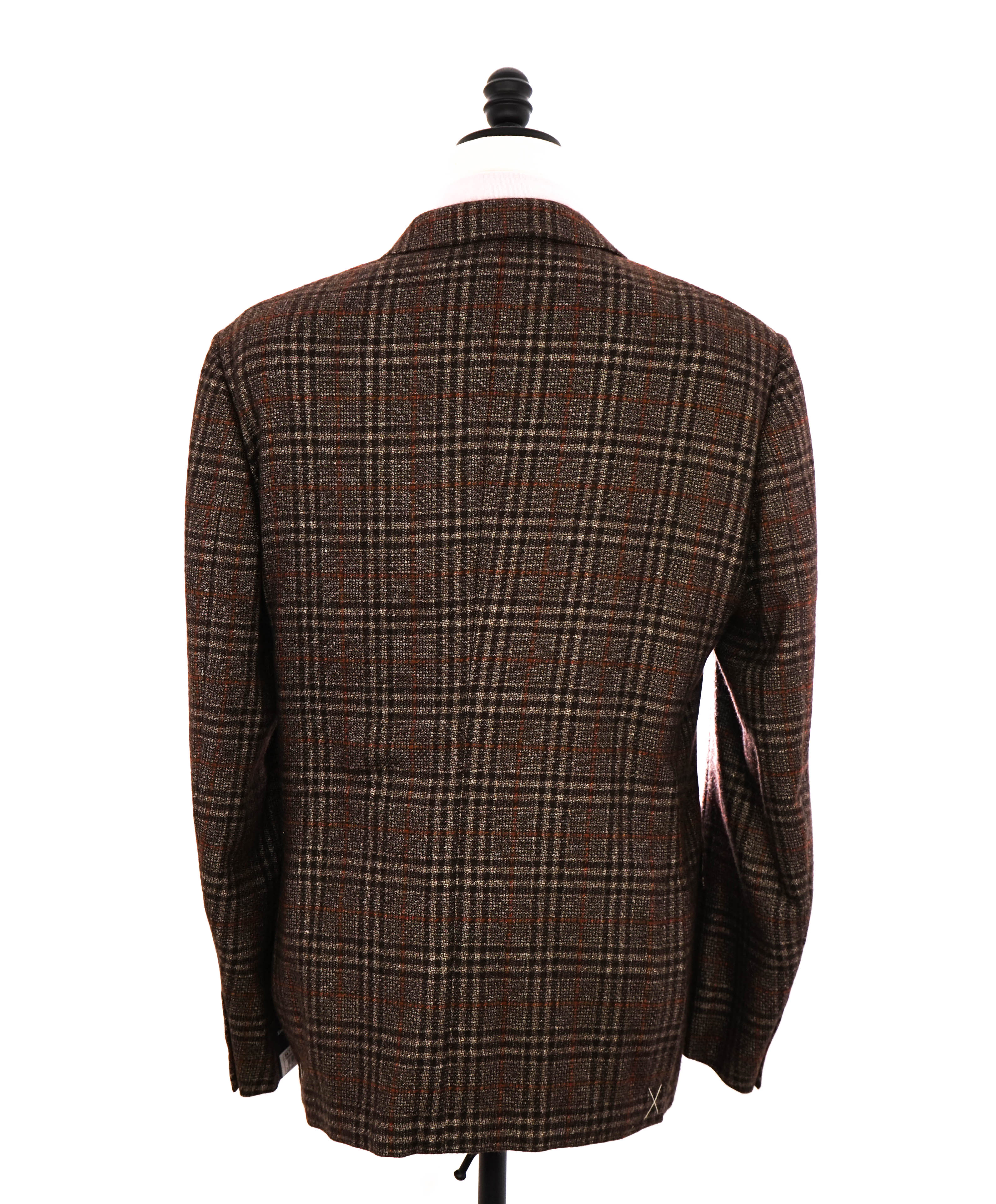 $4,650 ERMENEGILDO ZEGNA- "ZERO WEIGHT" Cashmere/Silk Brown Check Blazer- 44R