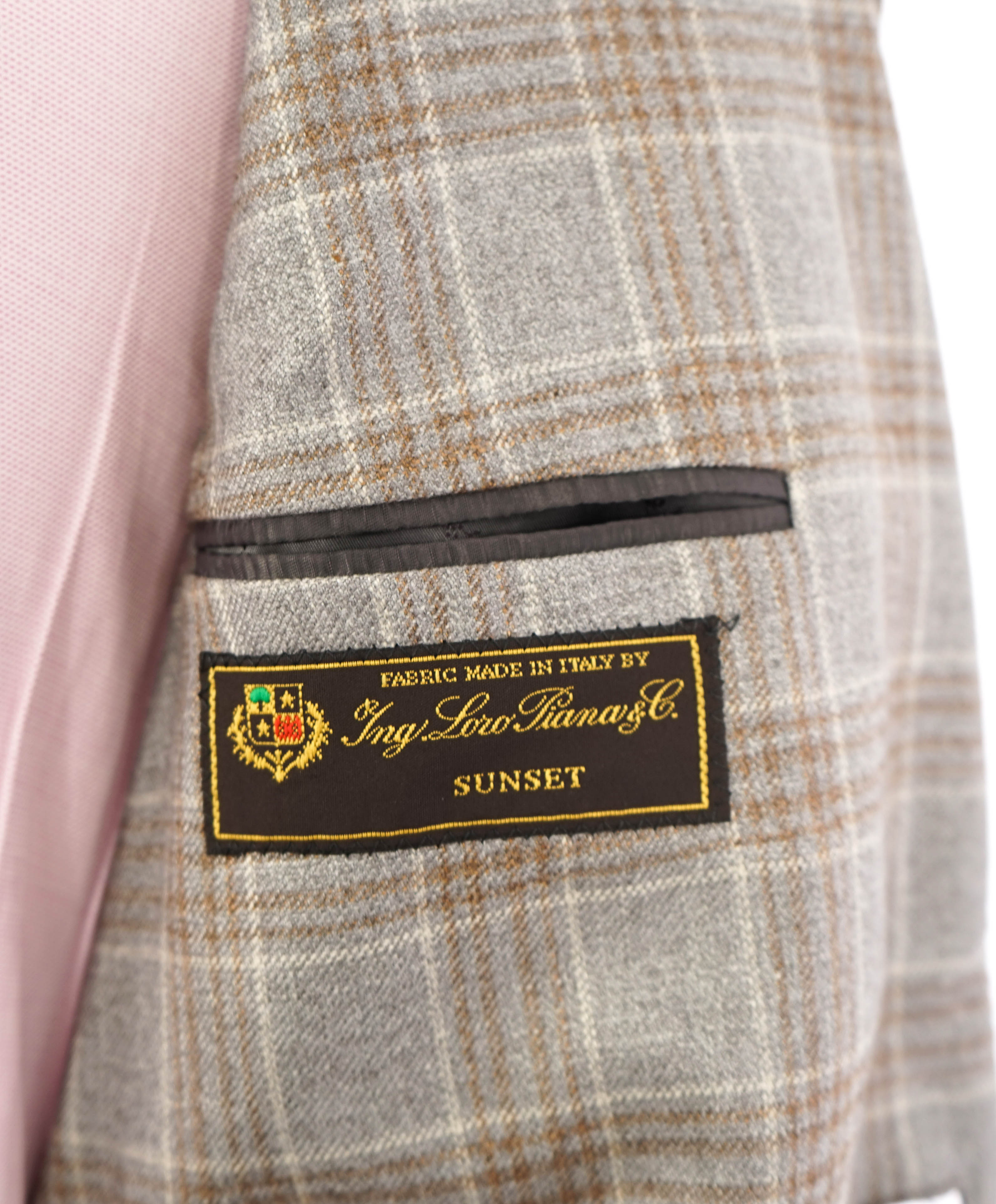 LORO PIANA -"SUNSET" For SAKS 5TH AVE CASHMERE/Silk Check Blazer- 46R