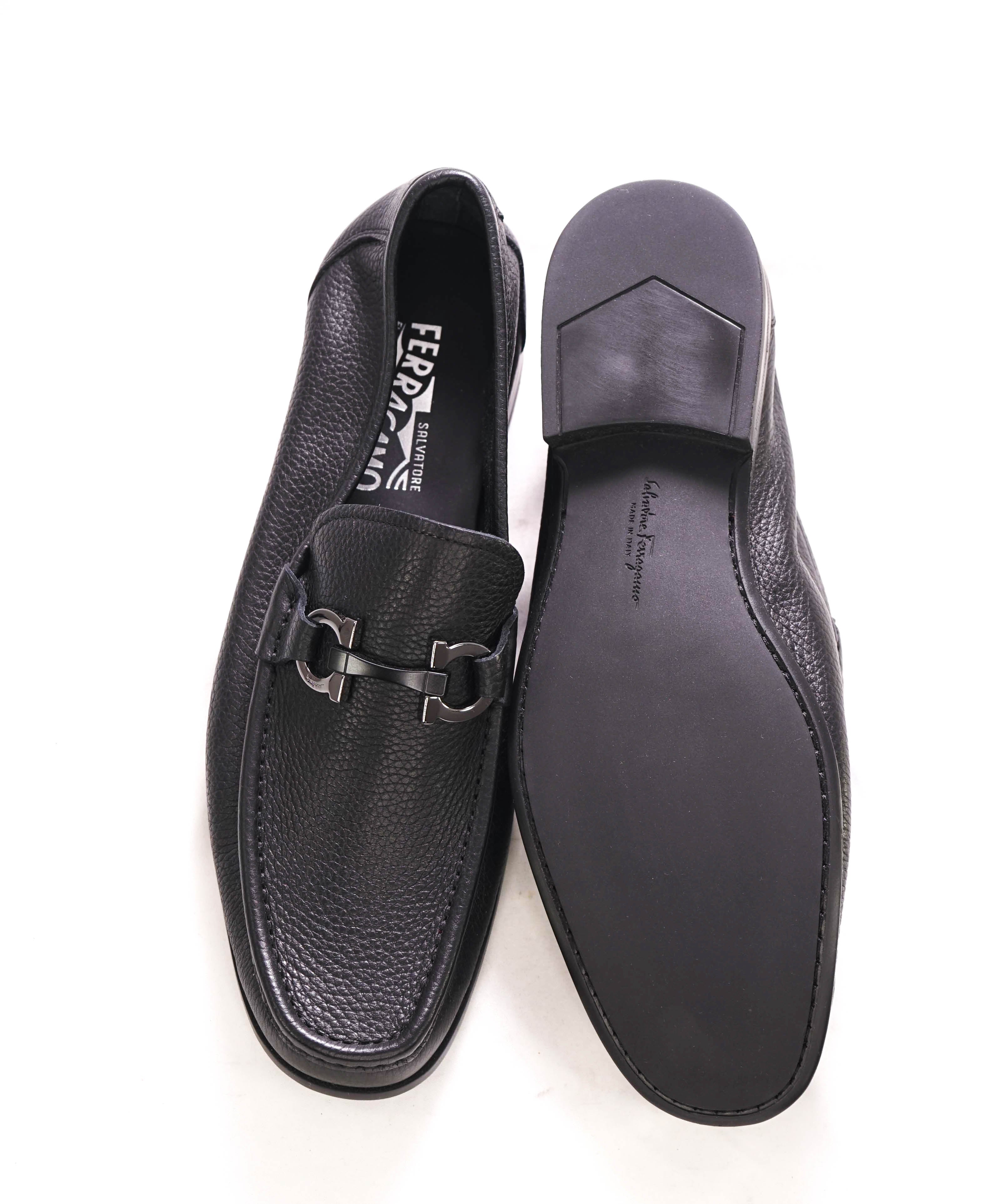 $850 SALVATORE FERRAGAMO - “GRANDIOSO" Gancini Bit Loafer Black Leather - 9 EE