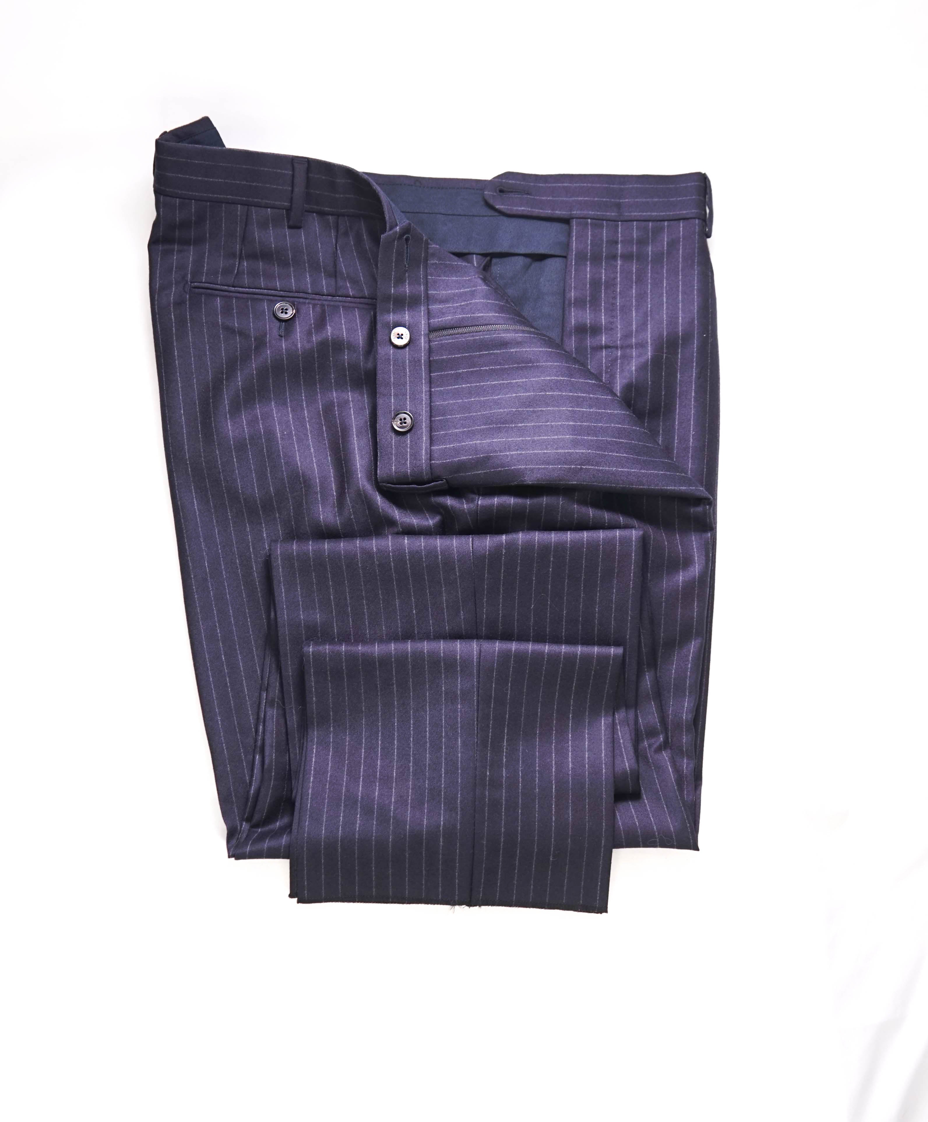$890 ERMENEGILDO ZEGNA - Navy WOOL Chalk Stripe Dress Pants - 42W (60EU)