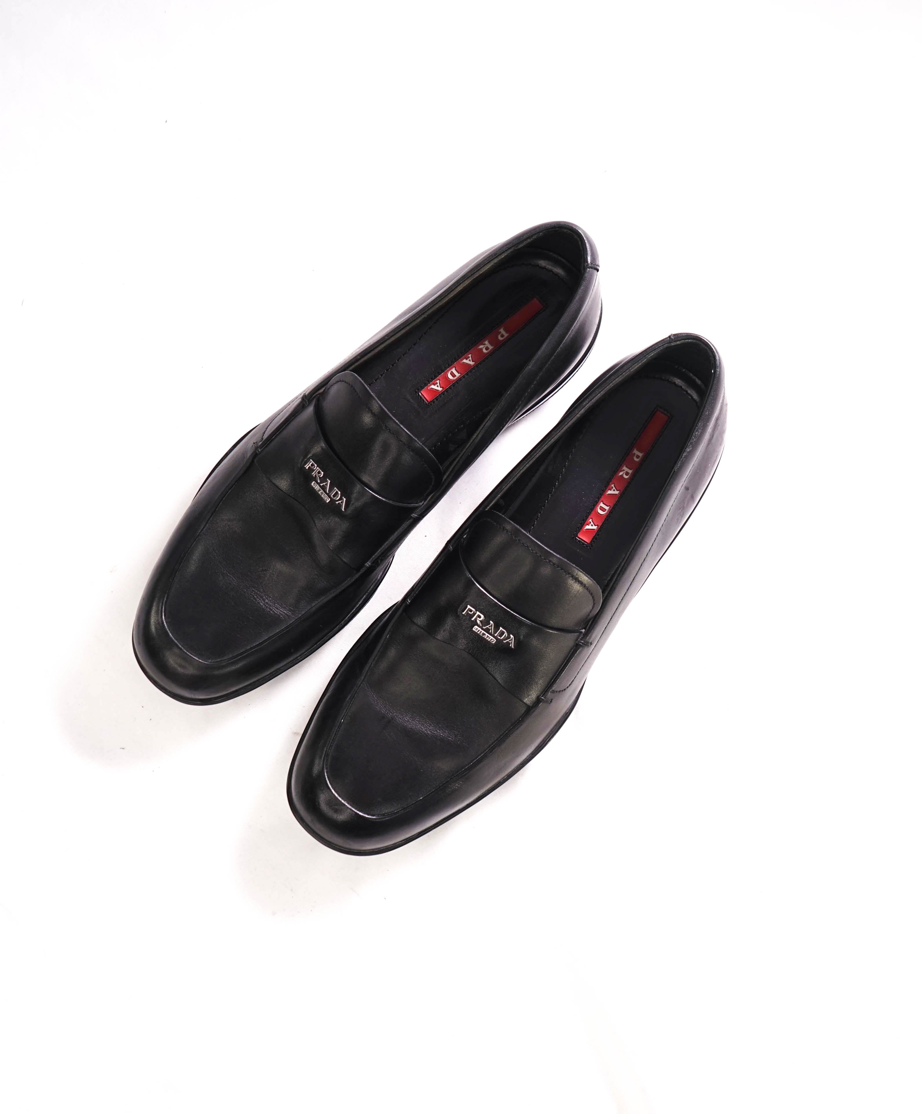 $850 PRADA - *LINEA ROSSA* Black Slip On Logo Vamp Loafer - 9 US (8 Prada)
