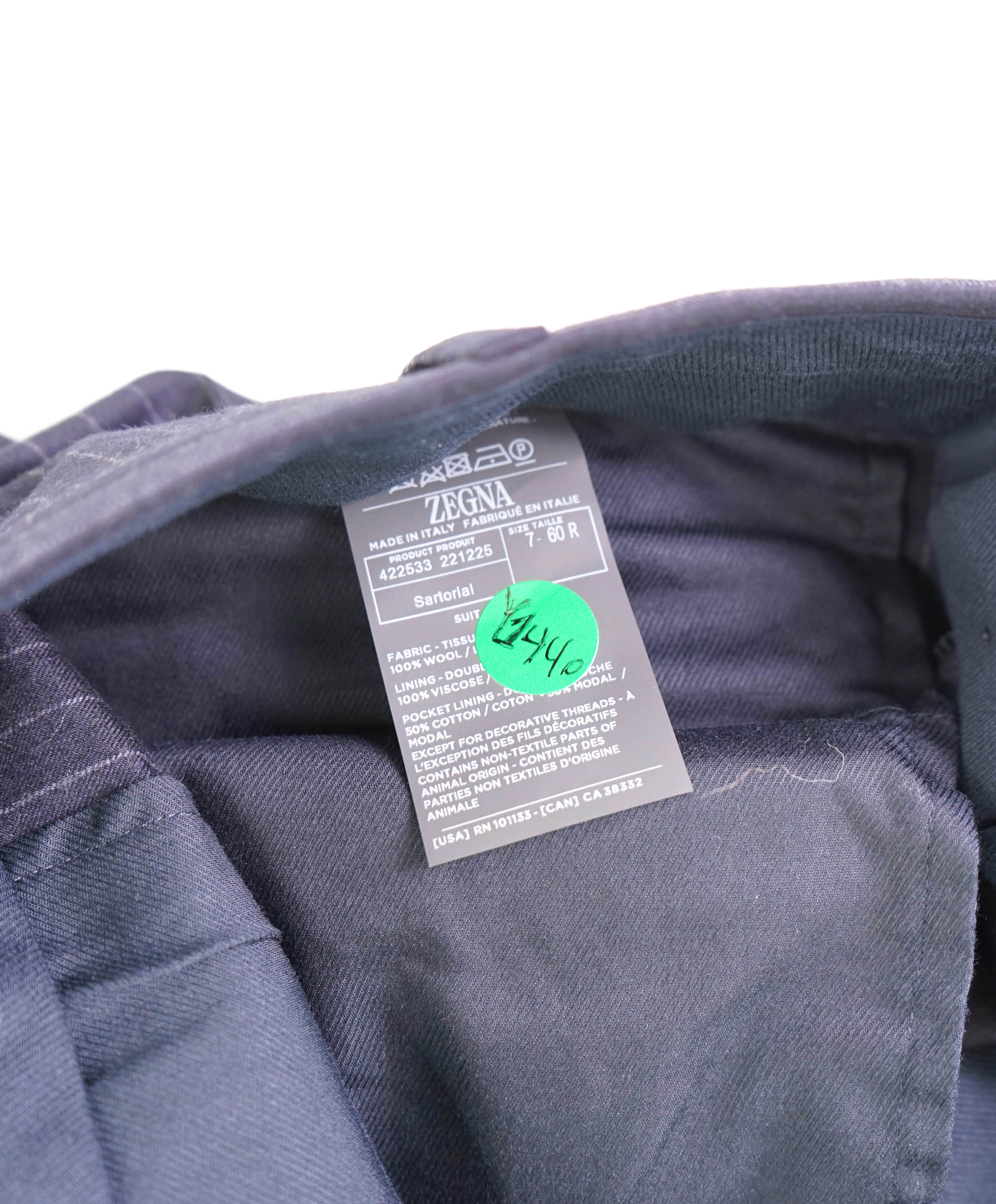 $890 ERMENEGILDO ZEGNA - Navy WOOL Chalk Stripe Dress Pants - 42W (60EU)
