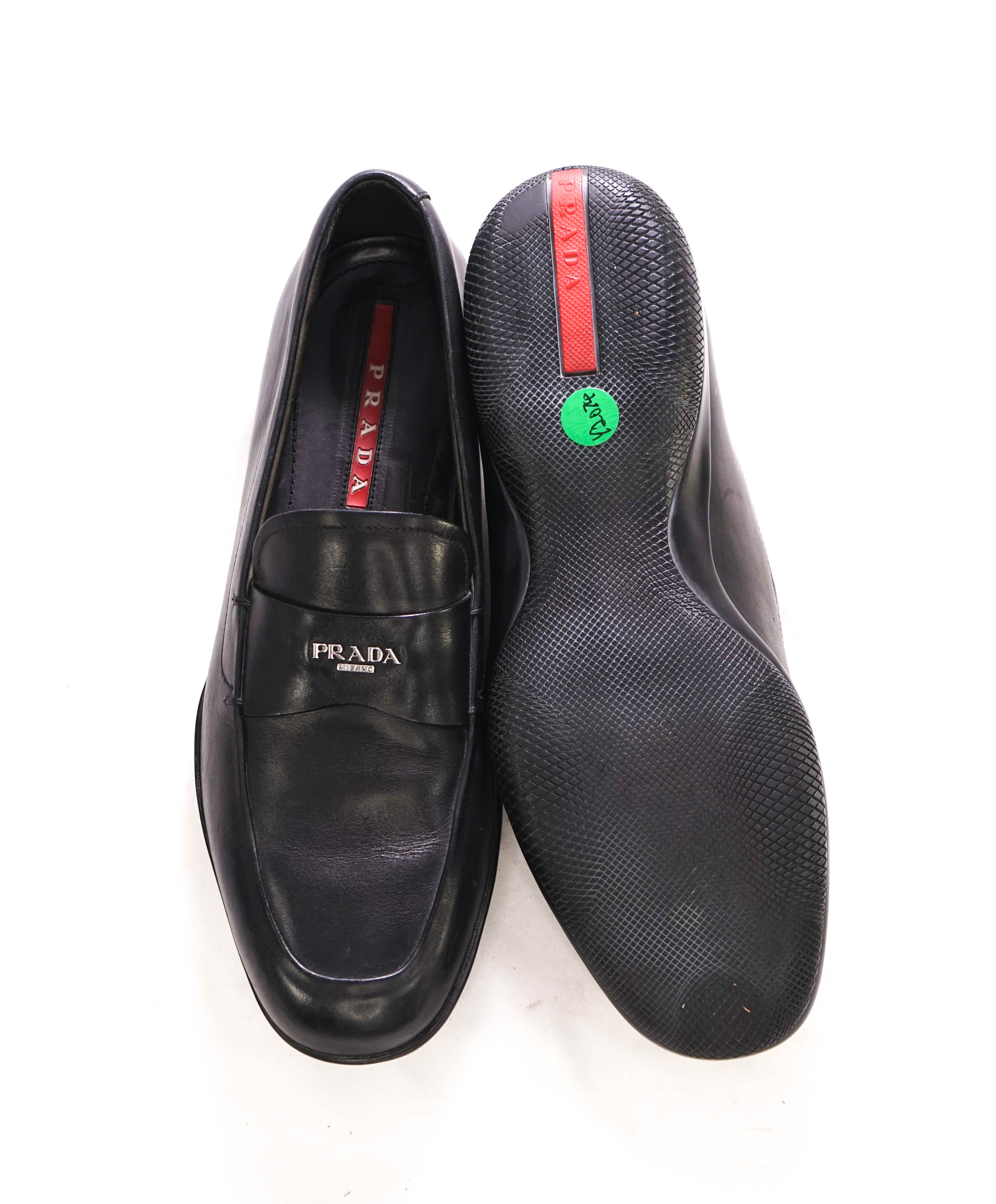 $850 PRADA - *LINEA ROSSA* Black Slip On Logo Vamp Loafer - 9 US (8 Prada)
