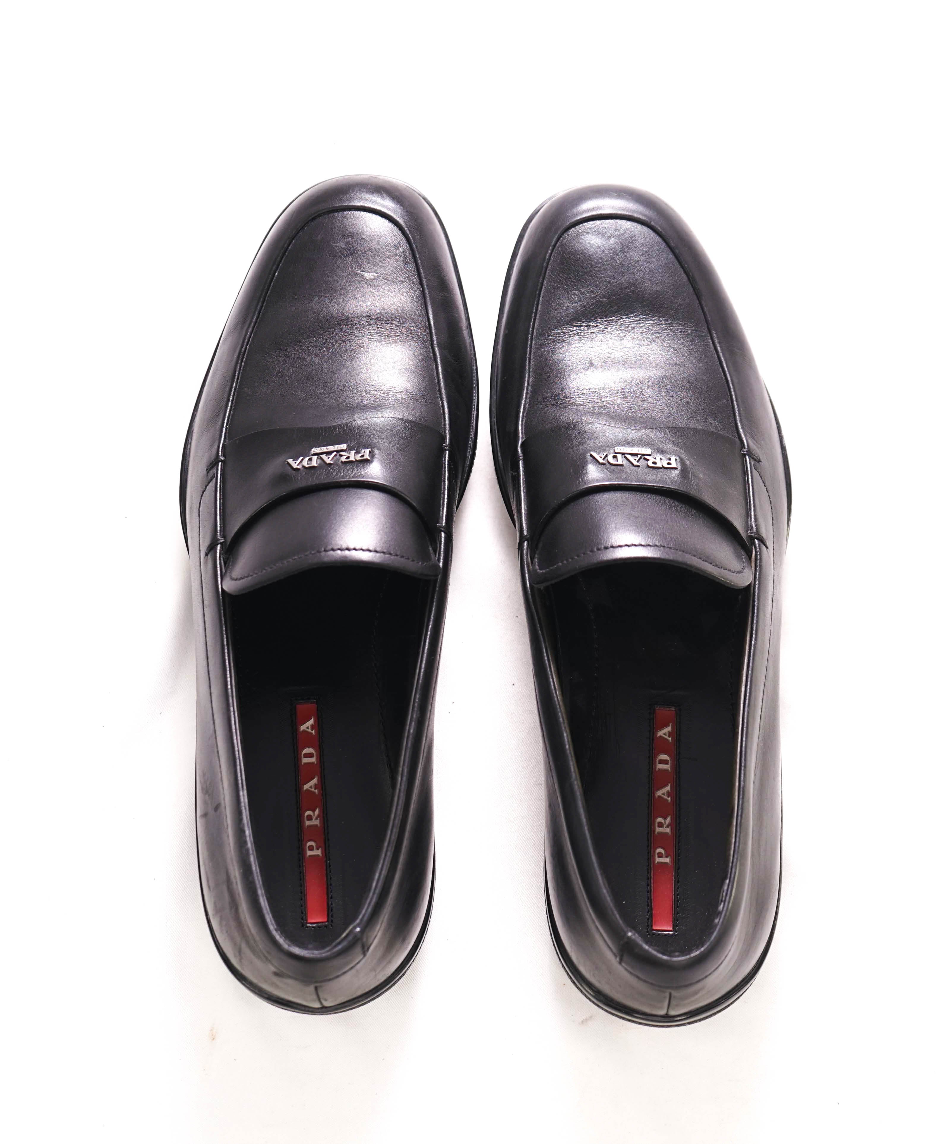 $850 PRADA - *LINEA ROSSA* Black Slip On Logo Vamp Loafer - 9 US (8 Prada)