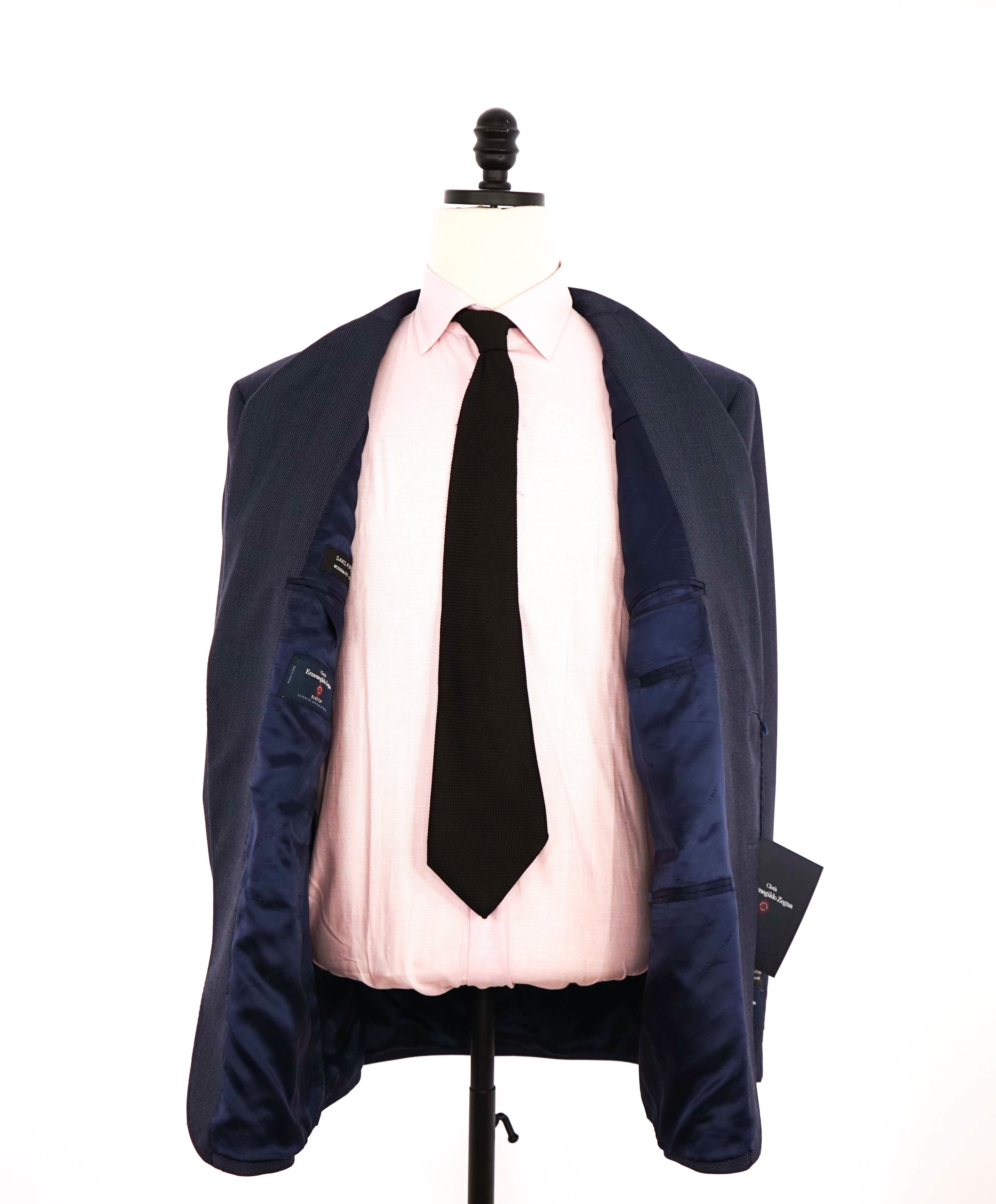 $1,295 ERMENEGILDO ZEGNA - By SAKS FIFTH AVENUE "Modern" Blue Birdseye Suit - 46R