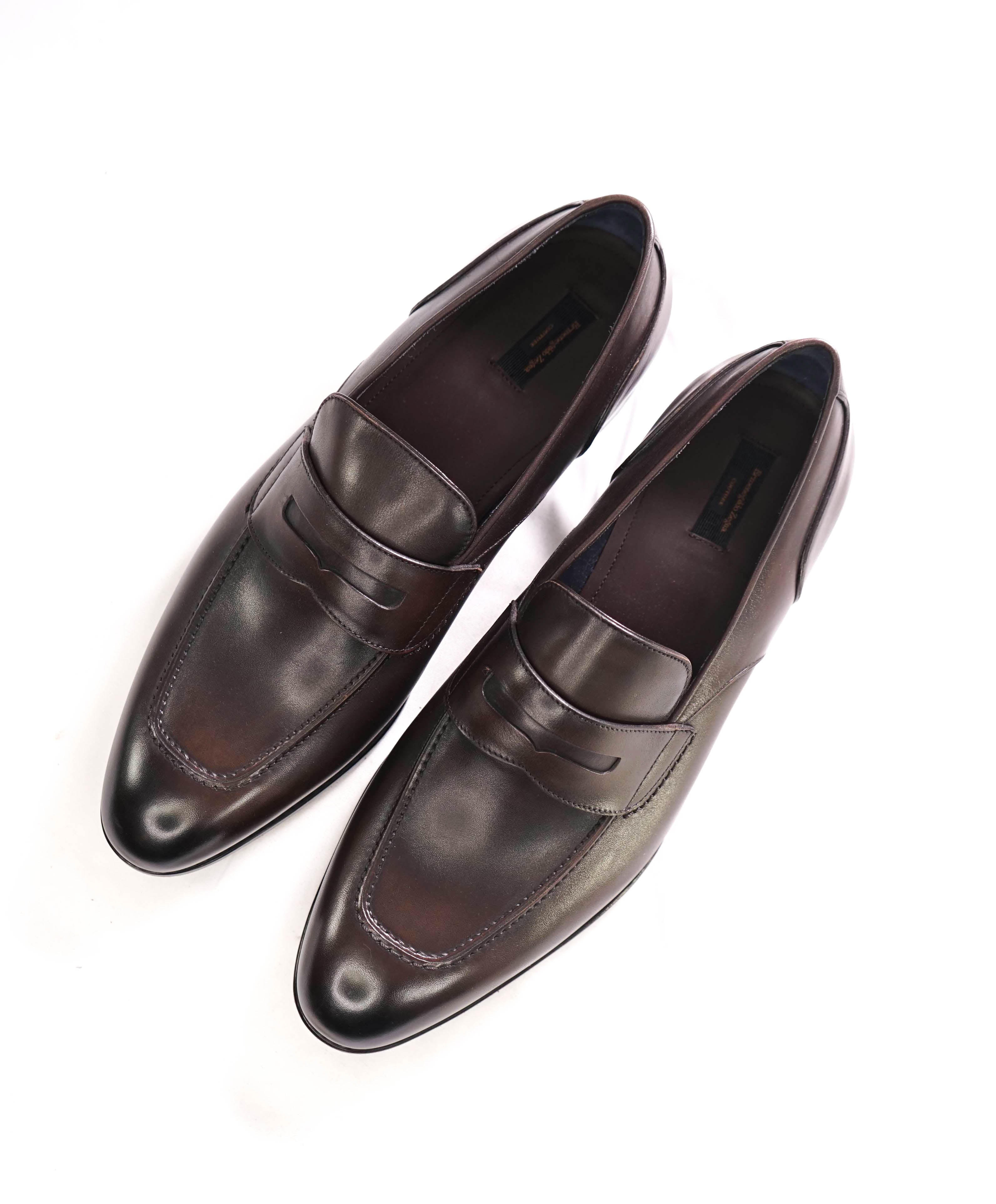 $950 ERMENEGILDO ZEGNA COUTURE - Brown Leather Penny Loafers - 11 US (10 EU)
