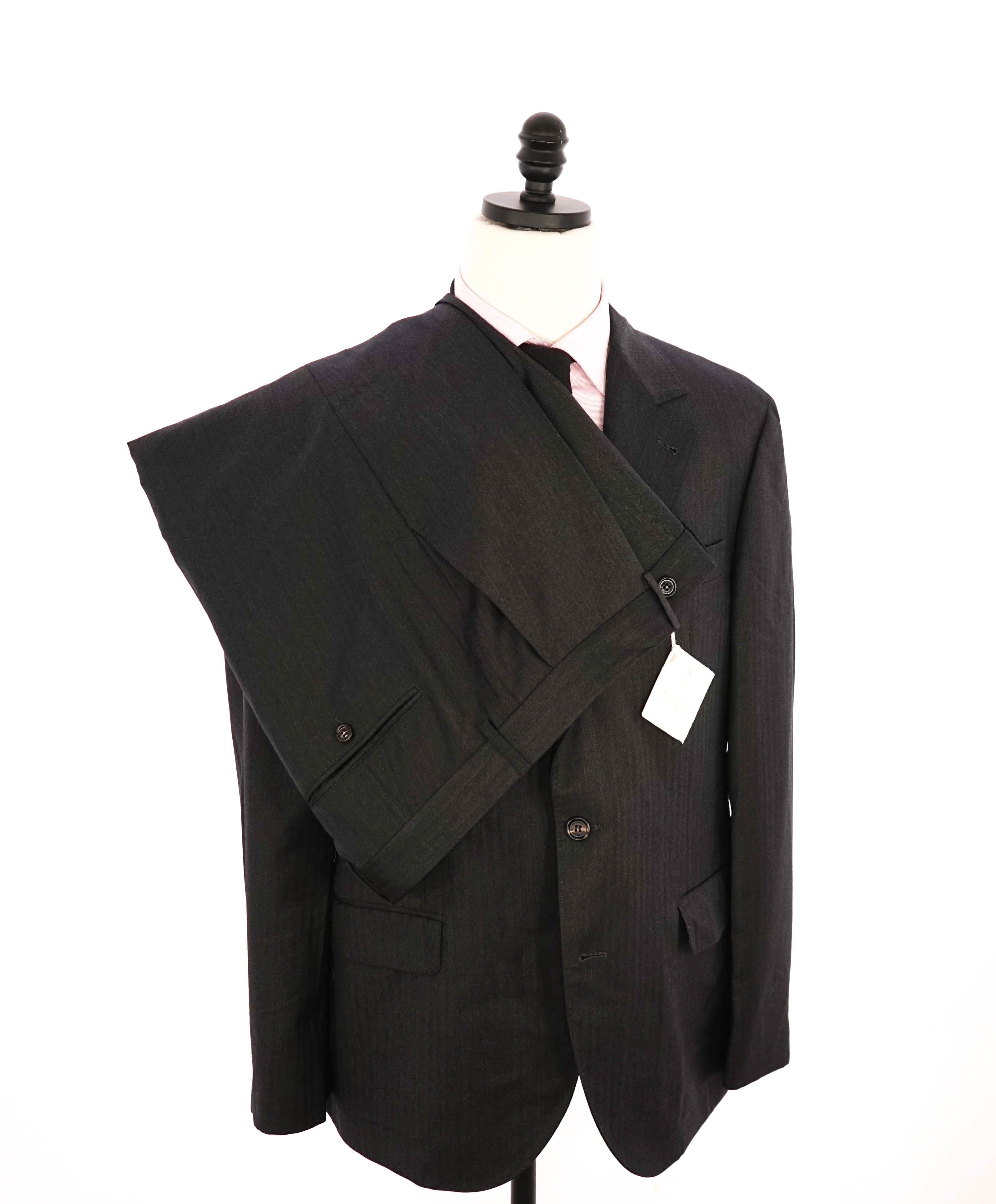BRUNELLO CUCINELLI - *CLOSET STAPLE* Gray Micro Herringbone Semi-Lined Suit - 42R