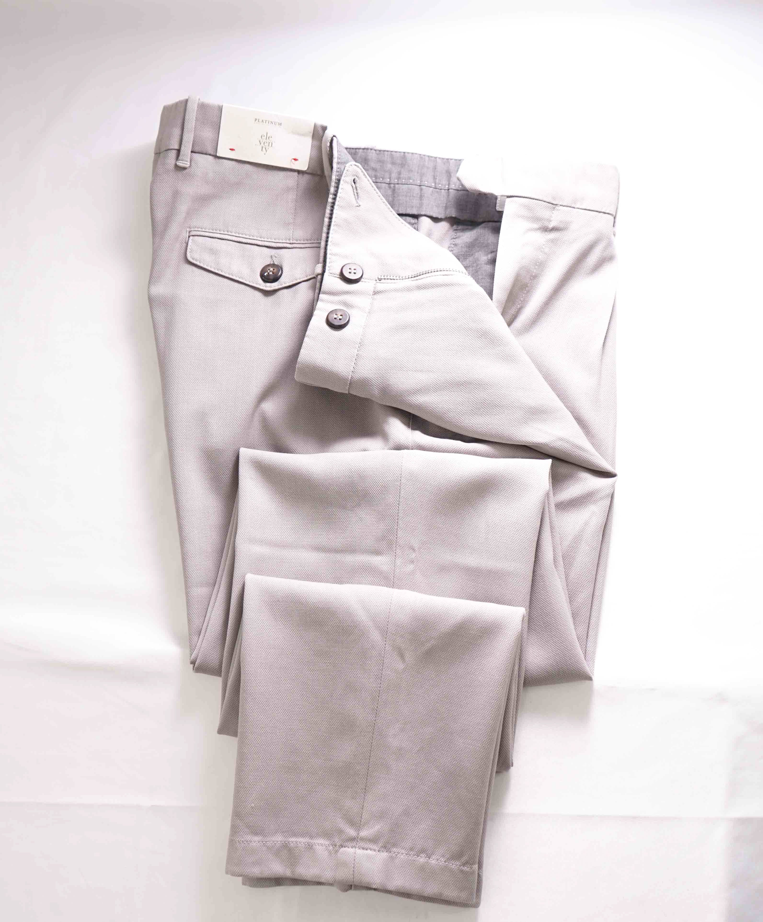 $495 ELEVENTY - Wool Gray Jacquard Micro Dart Slim Dress Pants- 34W