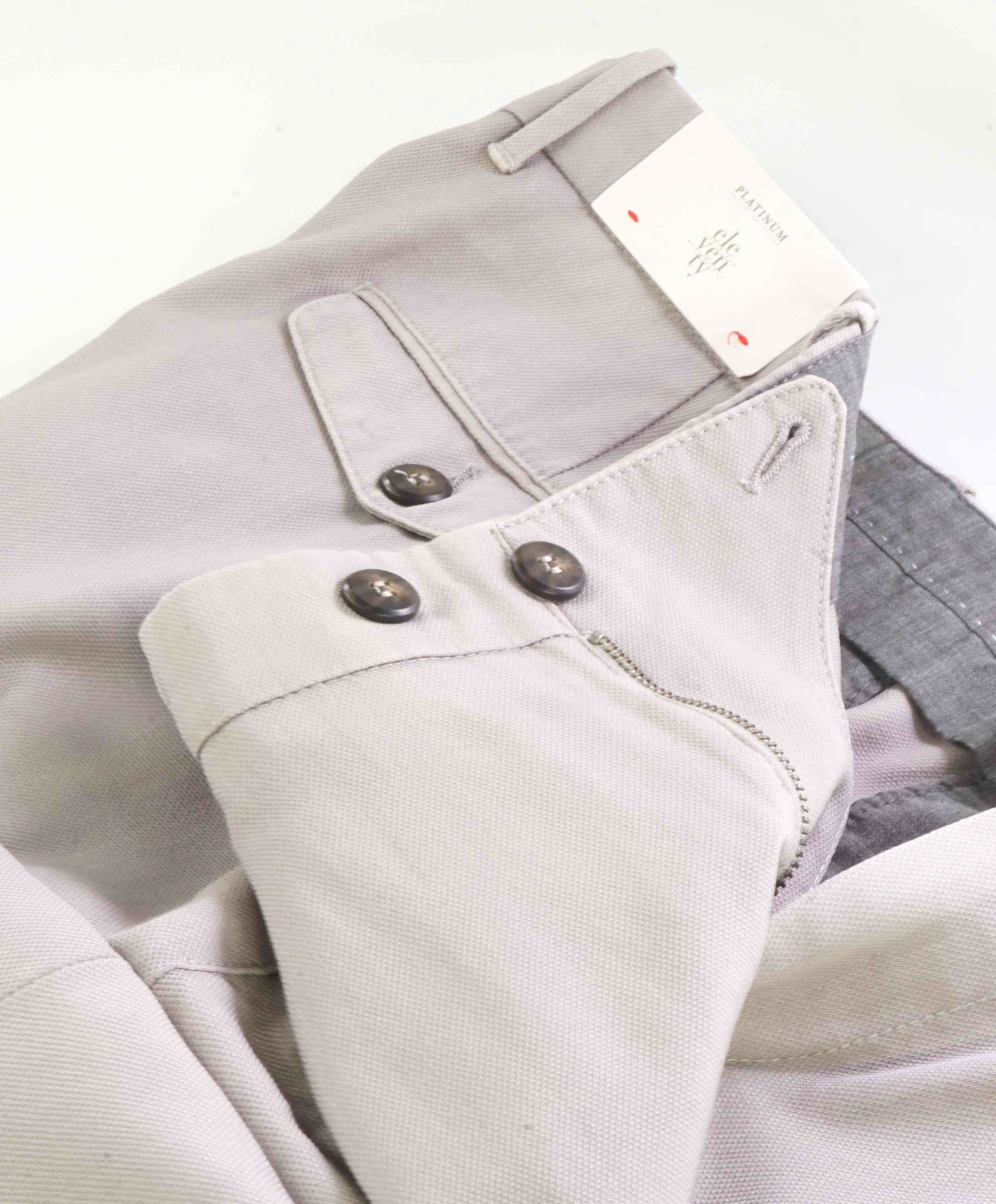 $495 ELEVENTY - Wool Gray Jacquard Micro Dart Slim Dress Pants- 34W