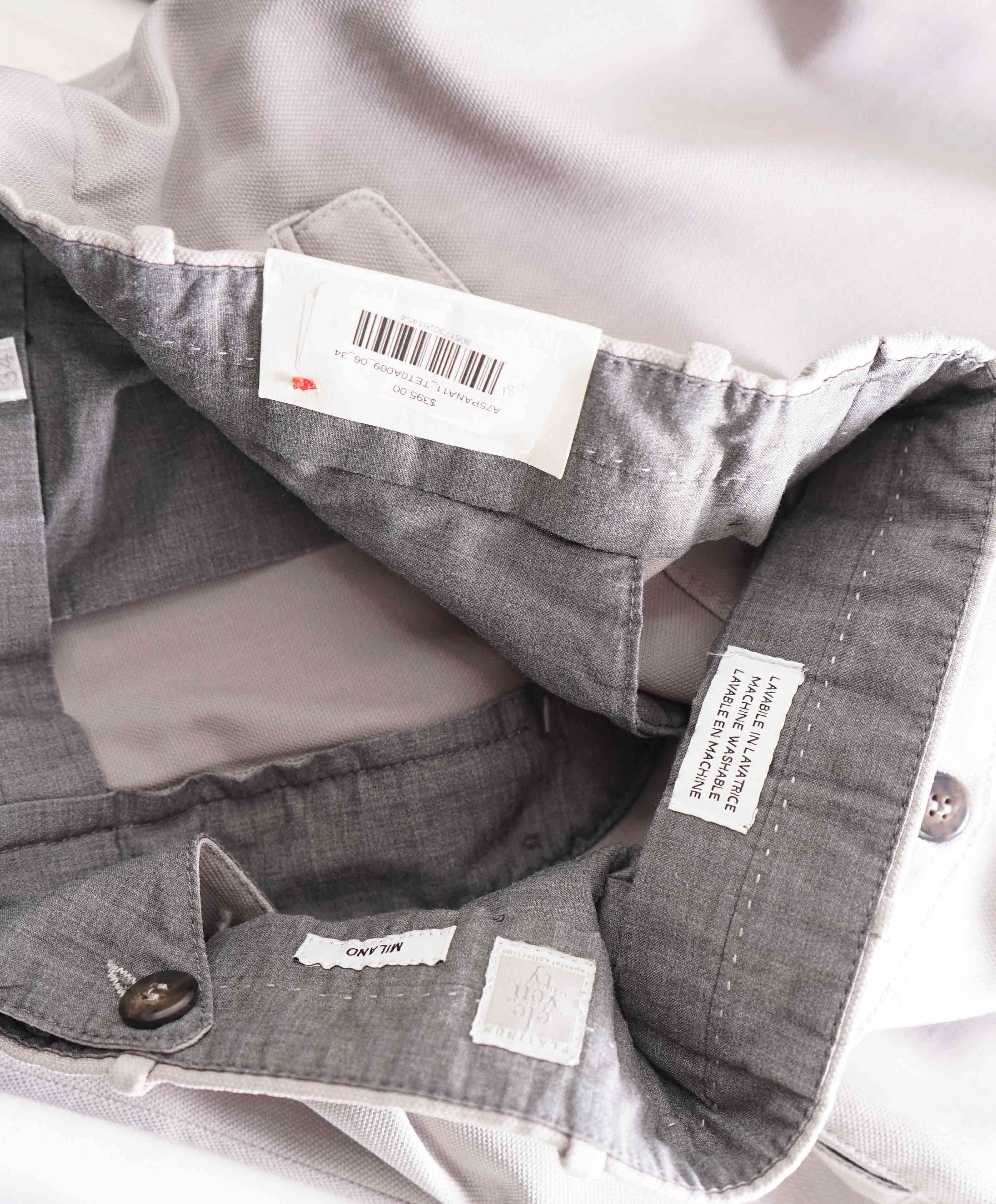 $495 ELEVENTY - Wool Gray Jacquard Micro Dart Slim Dress Pants- 34W