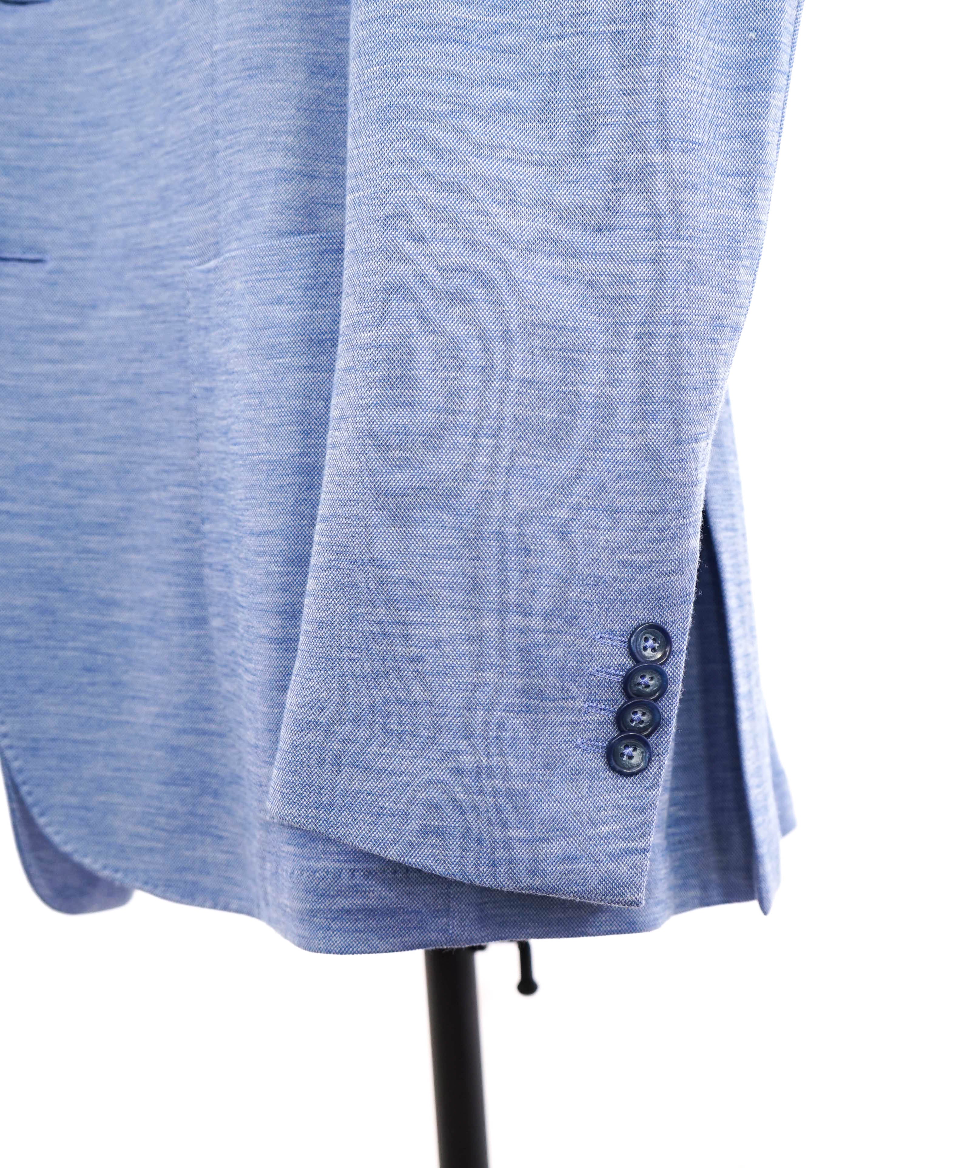 $995 LORO PIANA - For Saks Fifth Ave “CAPOLAVORO” Baby Blue Knit Blazer- 42R