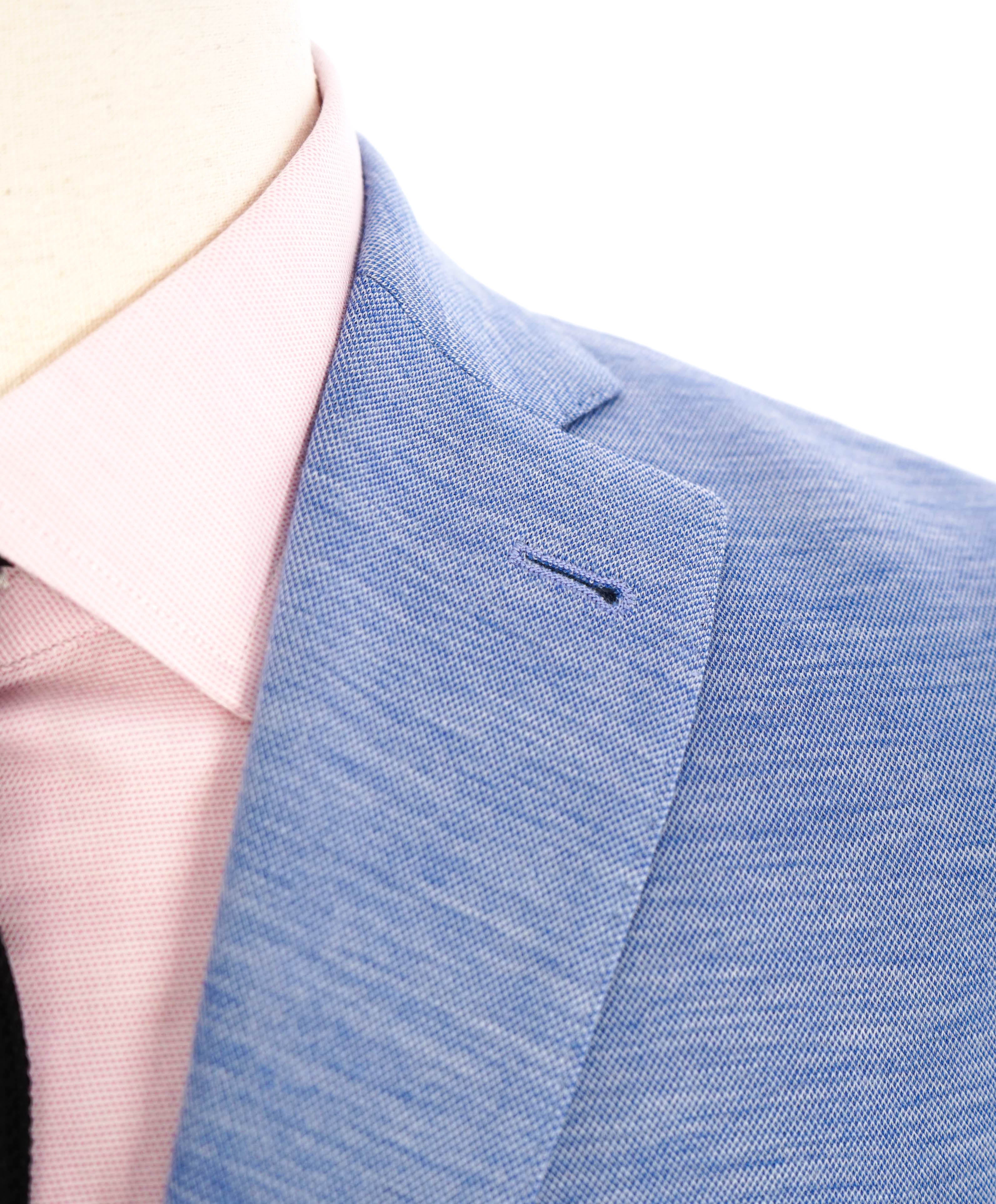 $995 LORO PIANA - For Saks Fifth Ave “CAPOLAVORO” Baby Blue Knit Blazer- 42R