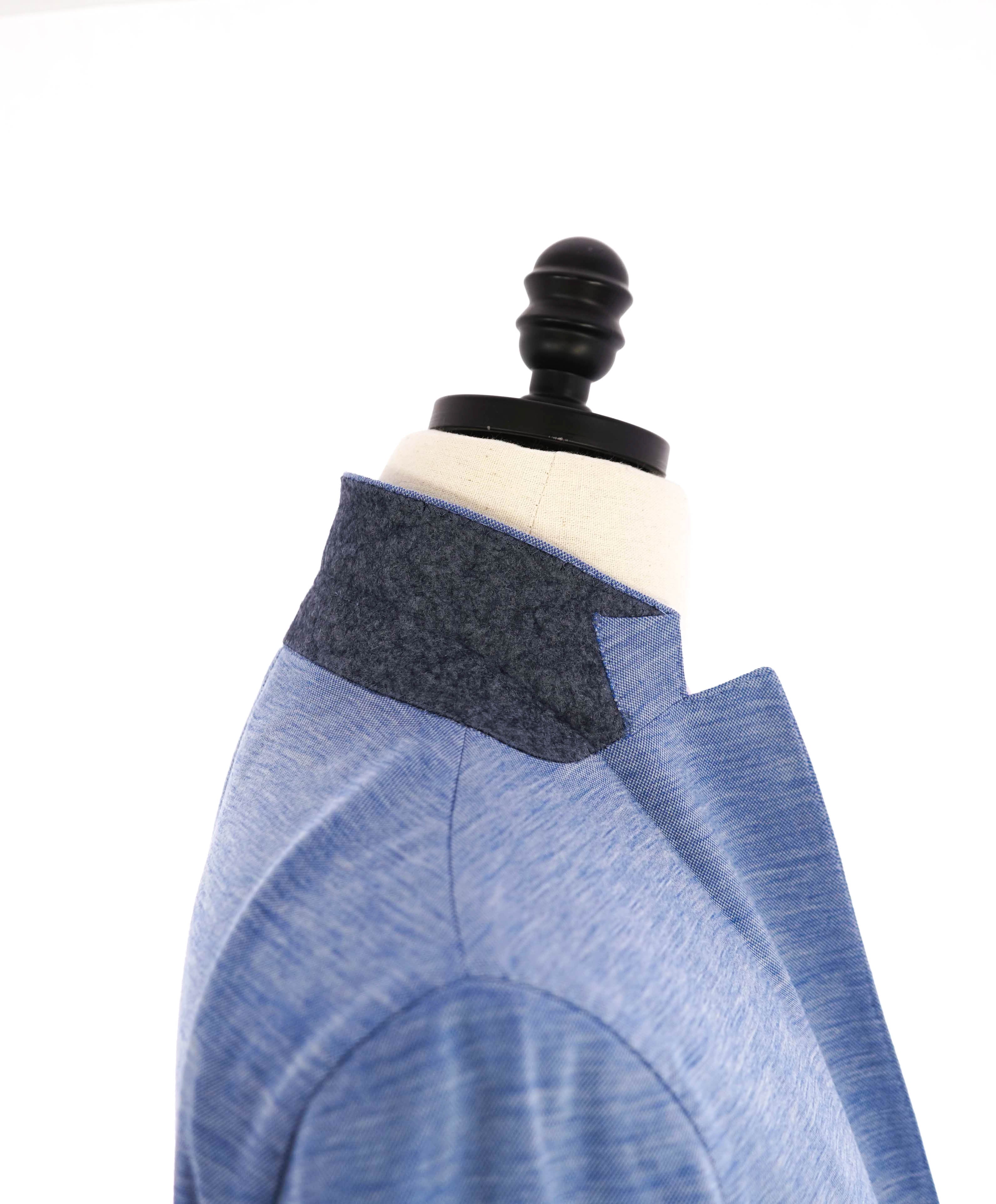 $995 LORO PIANA - For Saks Fifth Ave “CAPOLAVORO” Baby Blue Knit Blazer- 42R