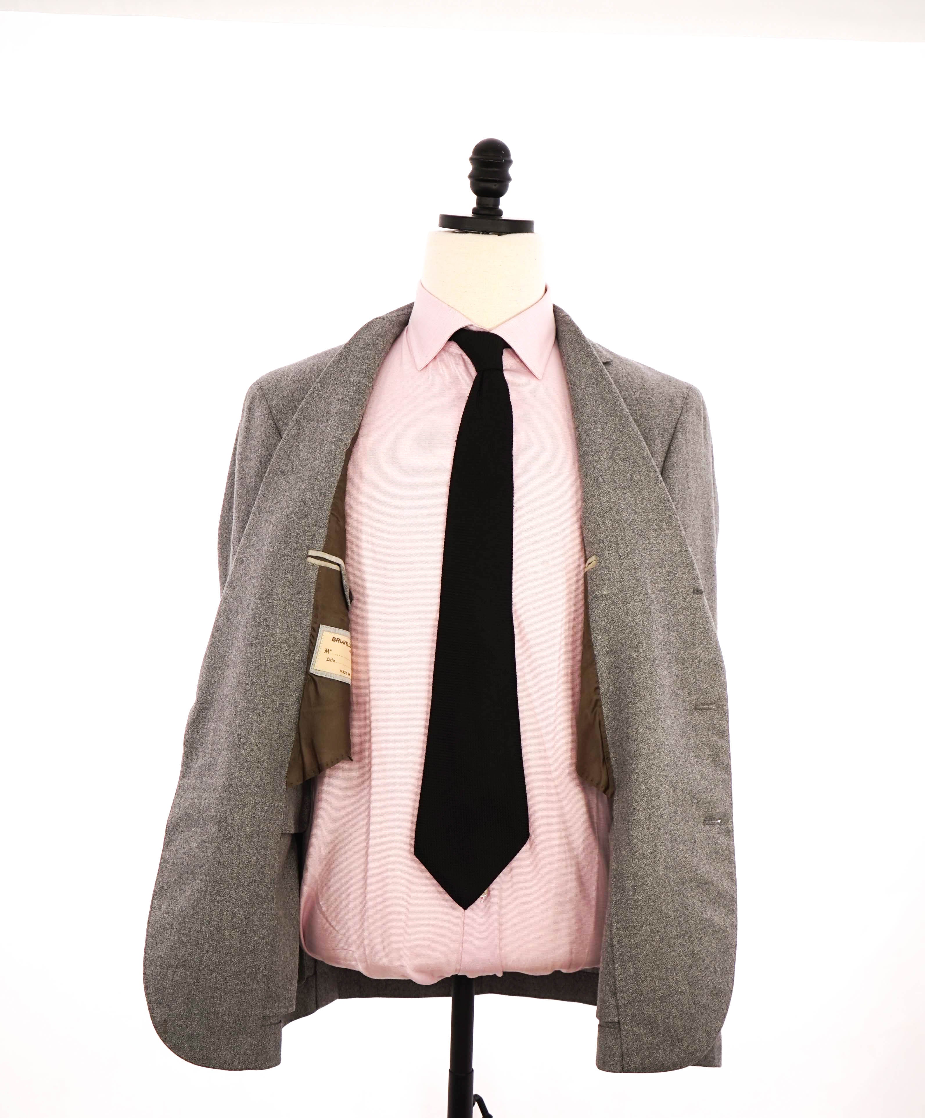 $3,180 BRUNELLO CUCINELLI - Gray Heathered 2/3 Roll Lapel Blazer- 40R