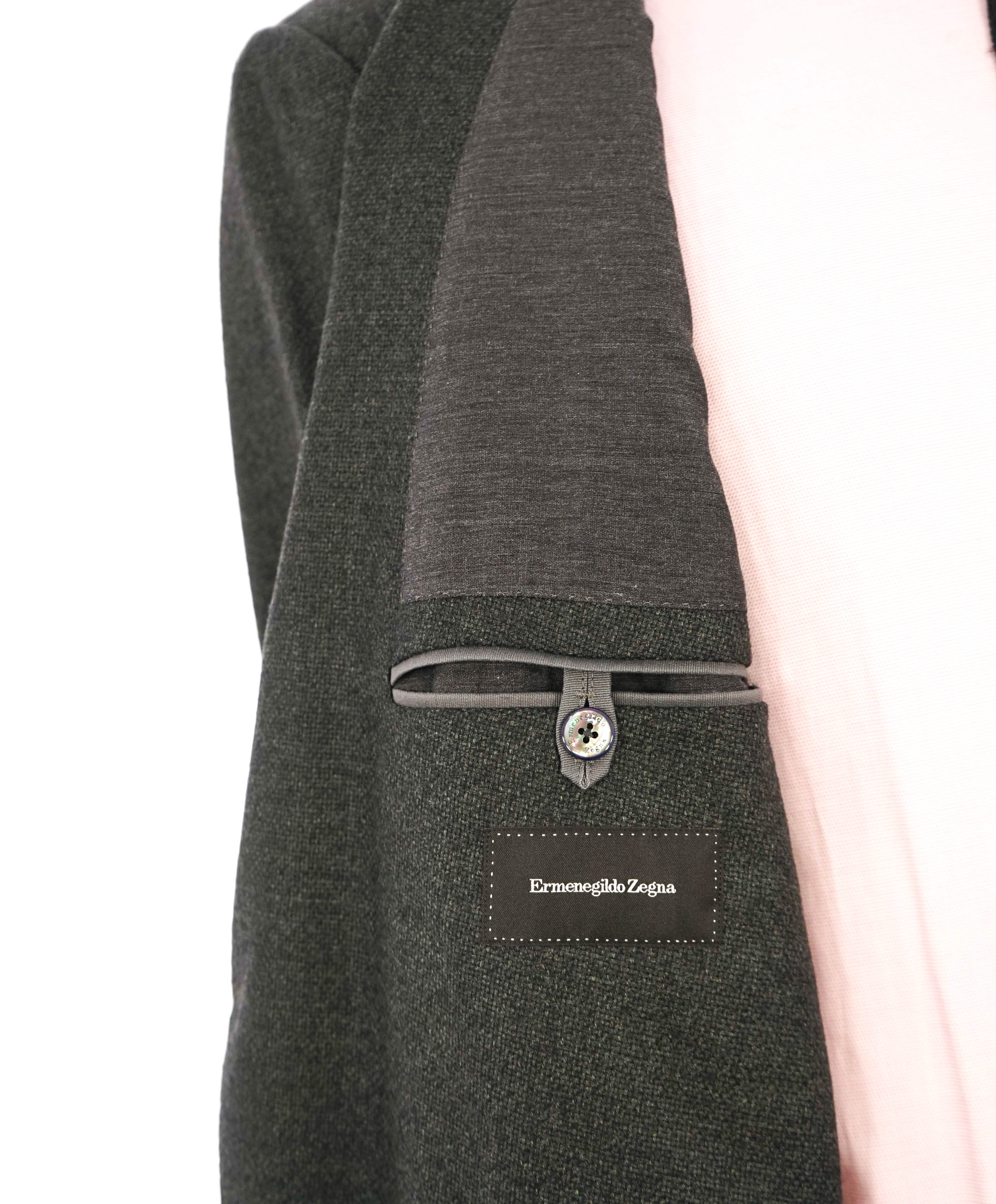 $3,295 ERMENEGILDO ZEGNA - Forest Green Royal Weave "Street Jacket" Blazer - 46L