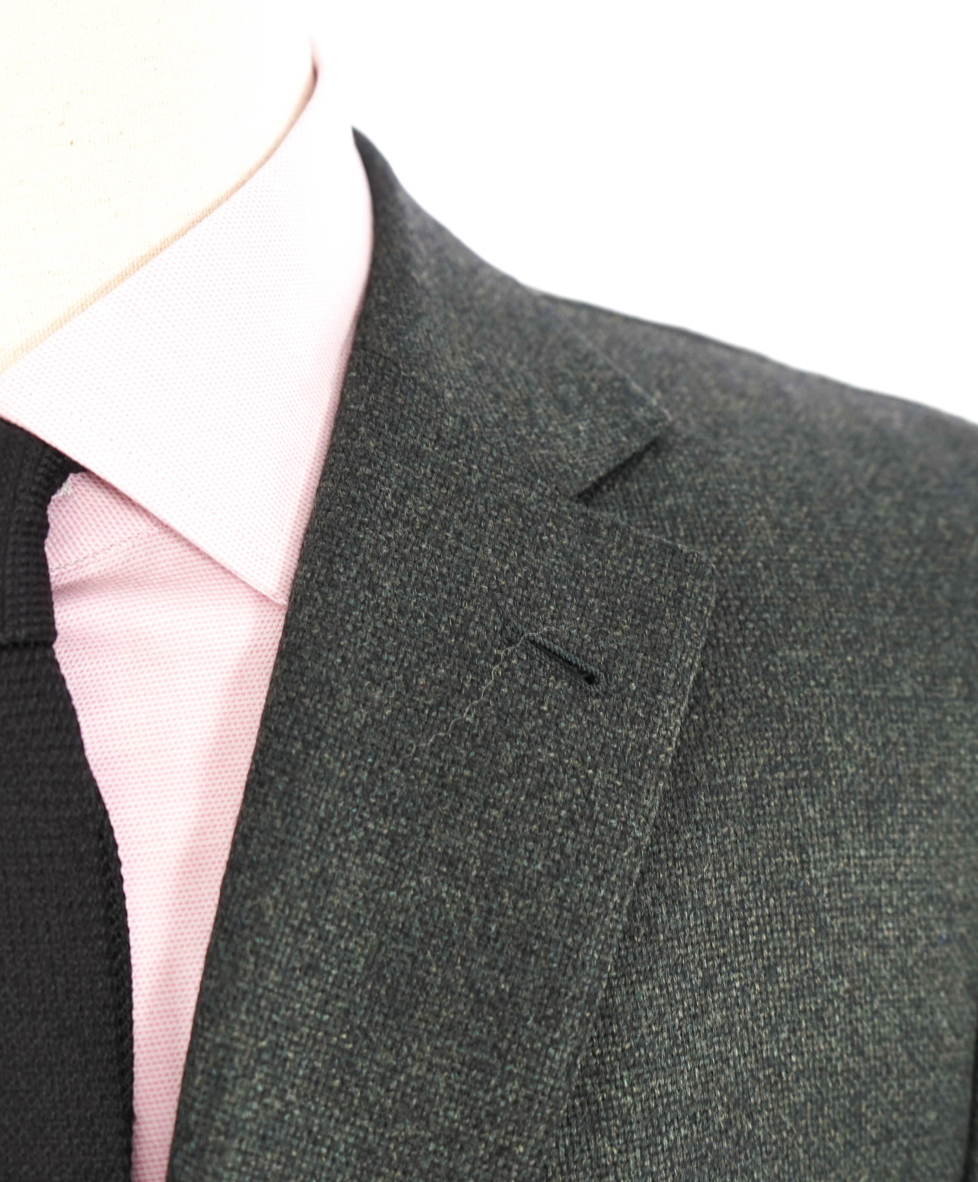 $3,295 ERMENEGILDO ZEGNA - Forest Green Royal Weave "Street Jacket" Blazer - 46L